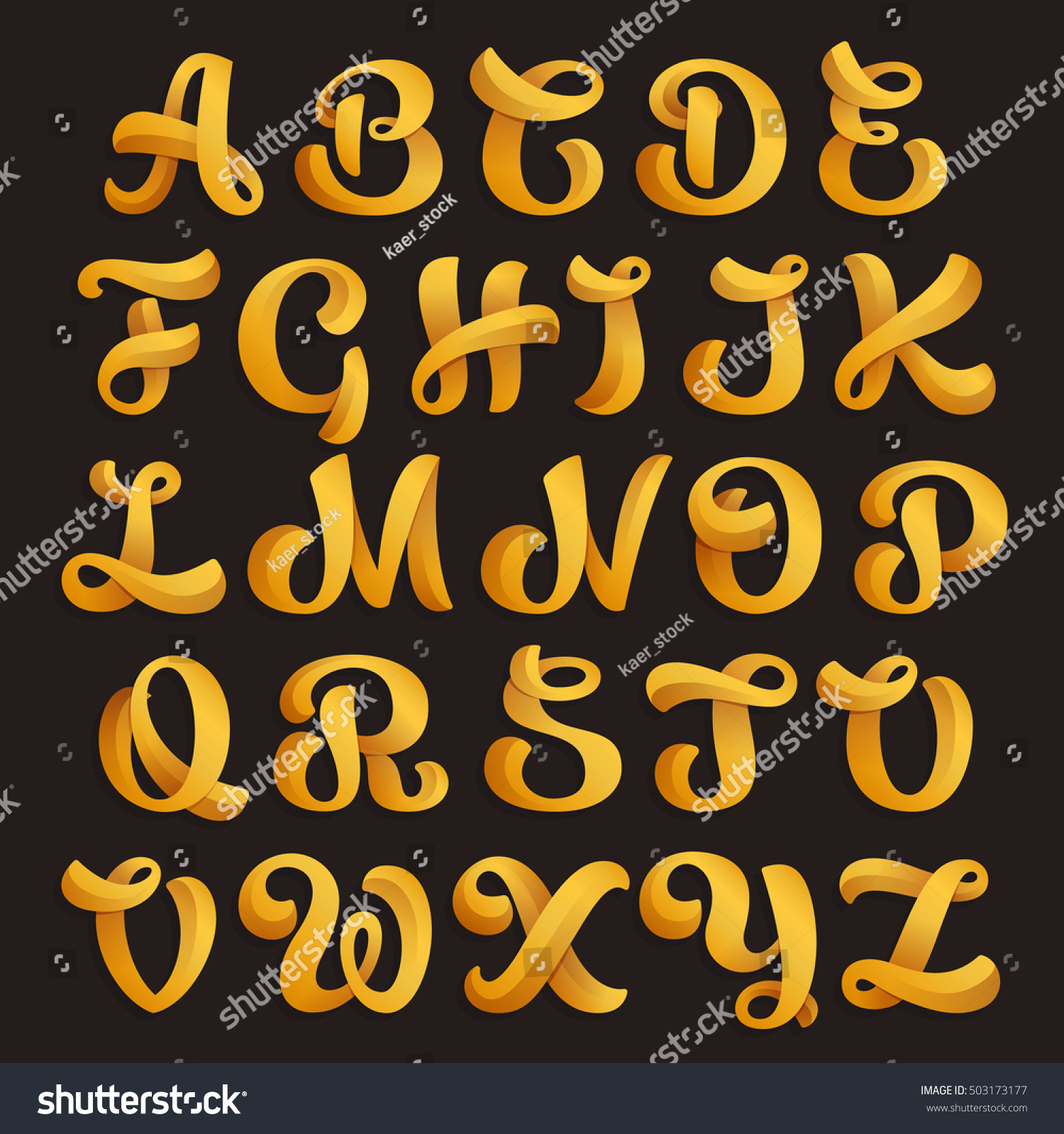 Gold Shining Letters Vector Elements Jewelry Stock Free)