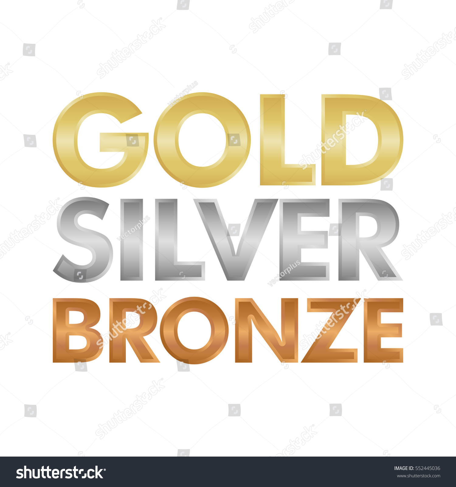 Gold Silver Bronze Letter Set Vector Stock Vector 552445036 Shutterstock