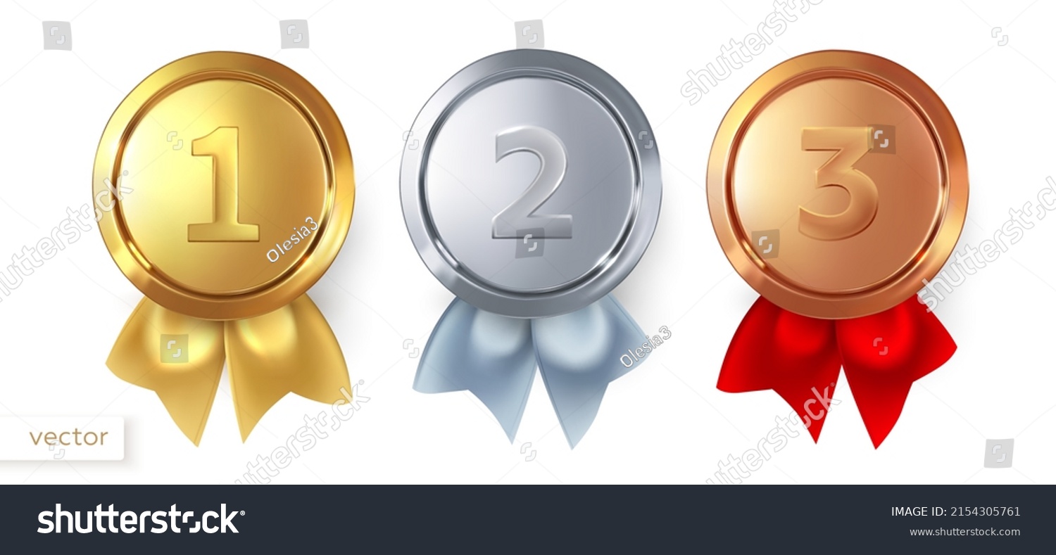 Gold Silver Bronze Medals Set Medals Stock Vector (Royalty Free ...