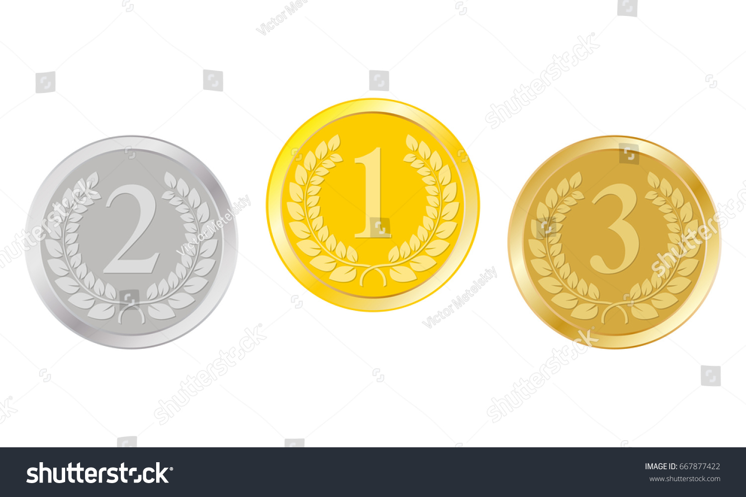 金 銀 銅のメダル 1位 2位 3位の賞 チャンピオンと優勝賞 ベクターイラスト のベクター画像素材 ロイヤリティフリー