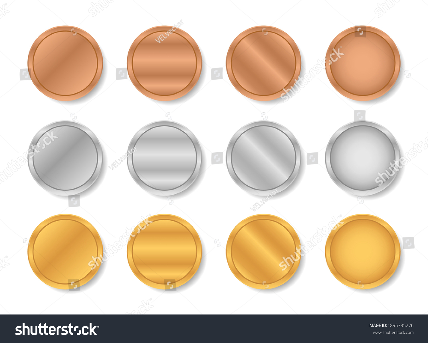 Gold Silver Bronze Metallic Gradients Set Vetor Stock Livre De Direitos 1895335276 Shutterstock