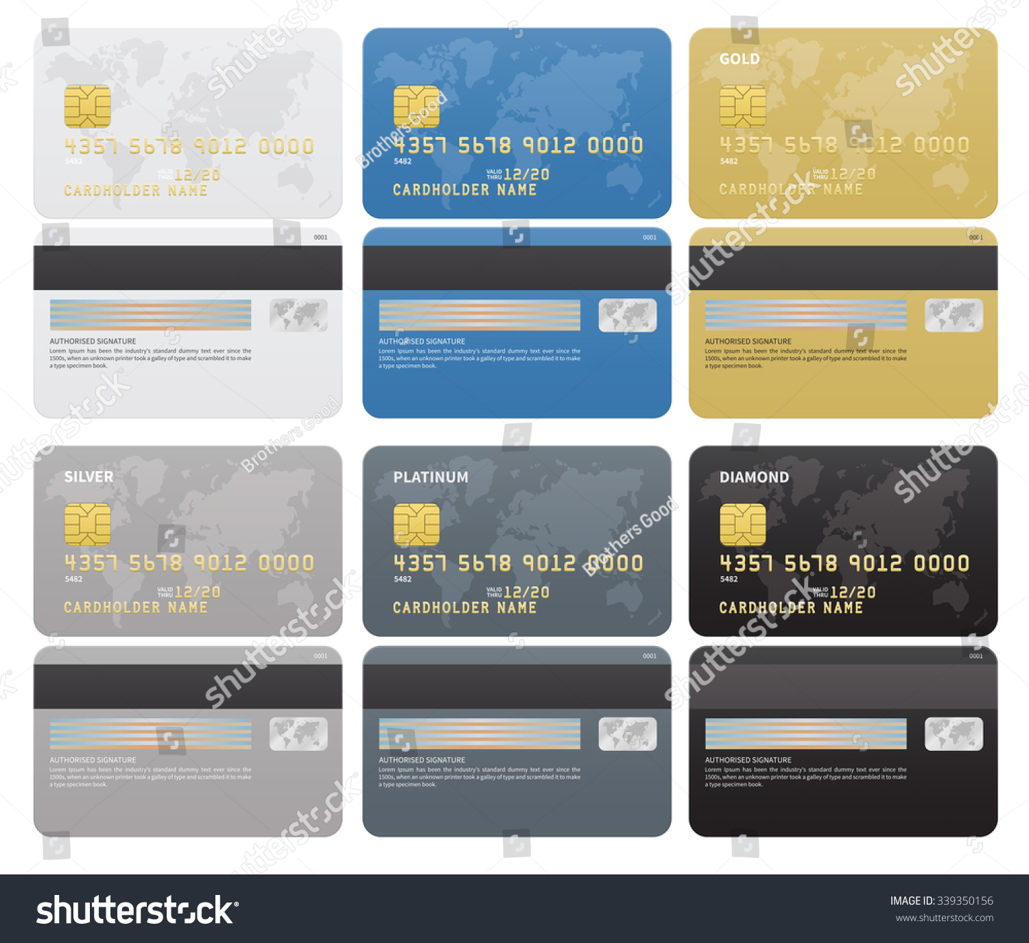 Gold Silver Platinum Diamond Credit Cards Stock Vector Royalty Free