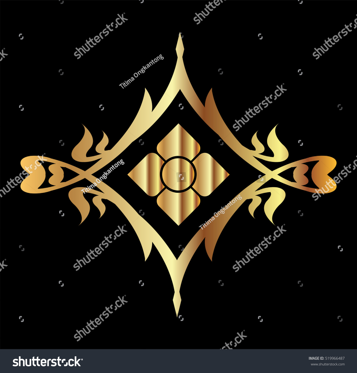 Gold Silver Thai Roof Icon Logo Stock Vector (Royalty Free) 519966487