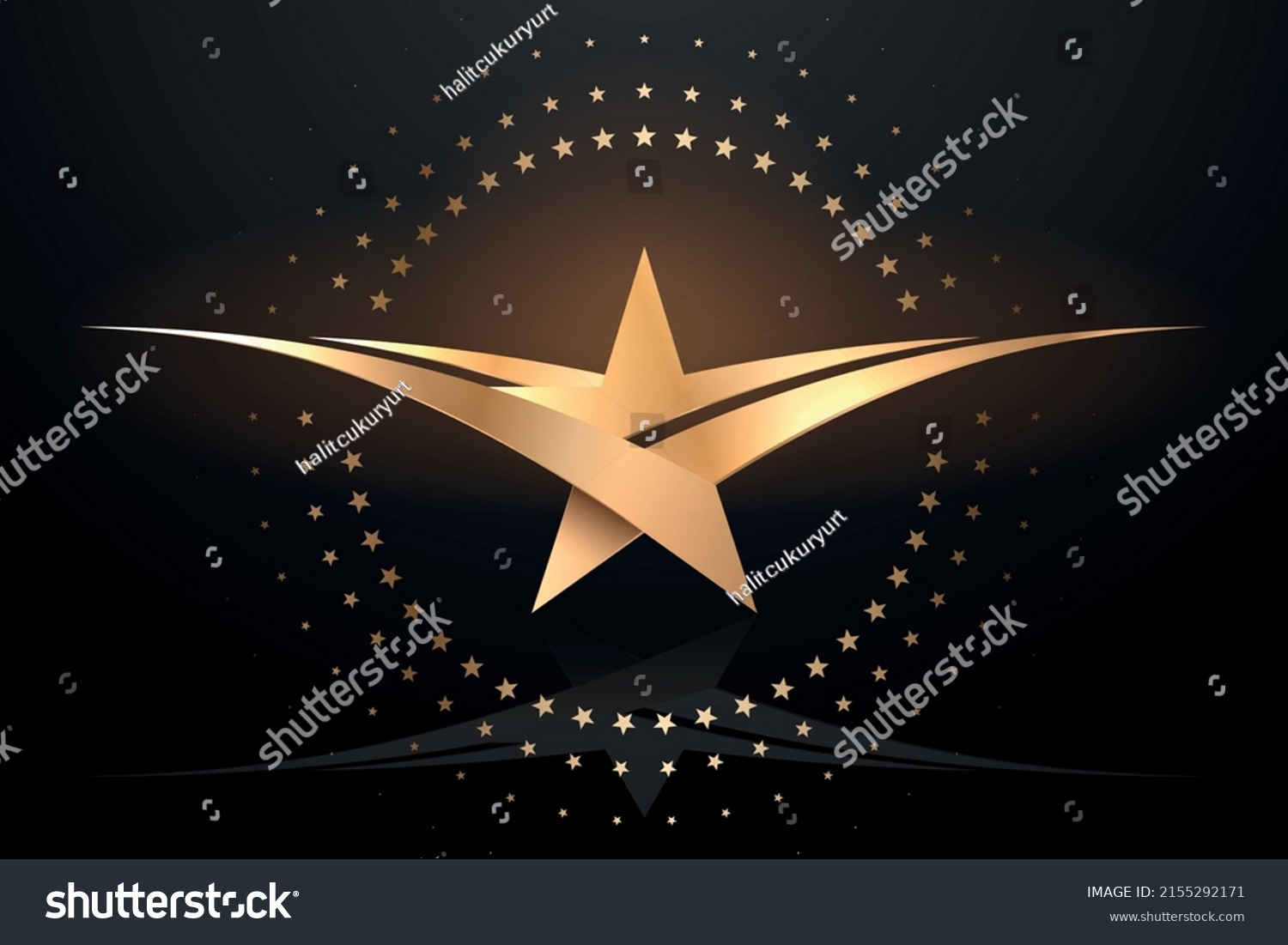 Gold Star Wings On Black Background Stock Vector (Royalty Free ...