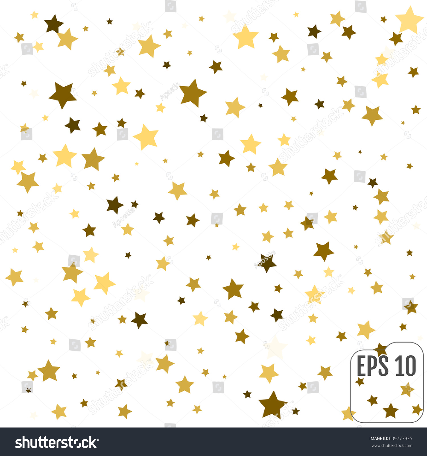 Gold Stars White Background Vector Illustration Stock Vector 609777935 ...