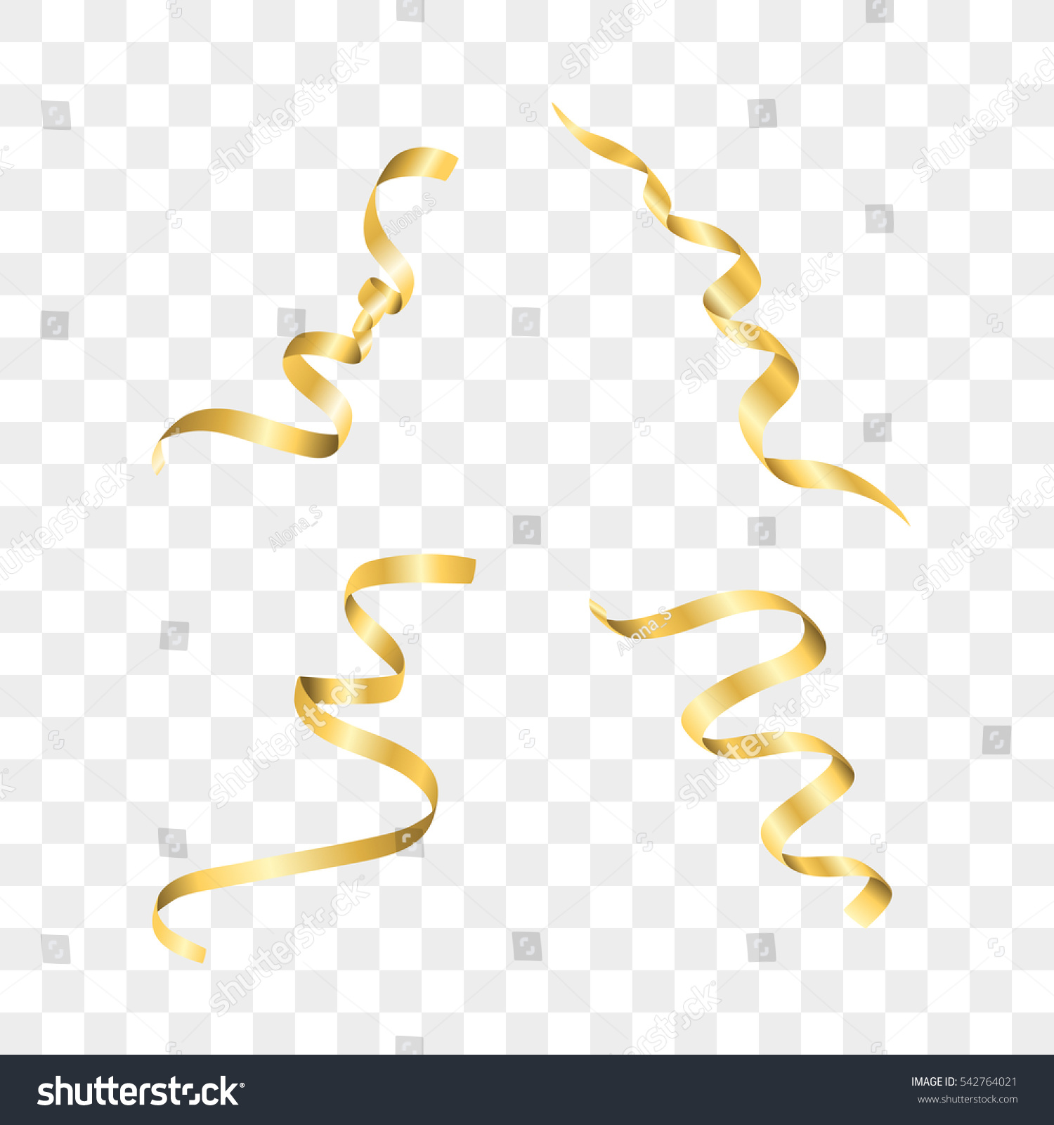 Gold Streamers Set Golden Serpentine Ribbons Stock Vector Royalty Free 542764021 7771