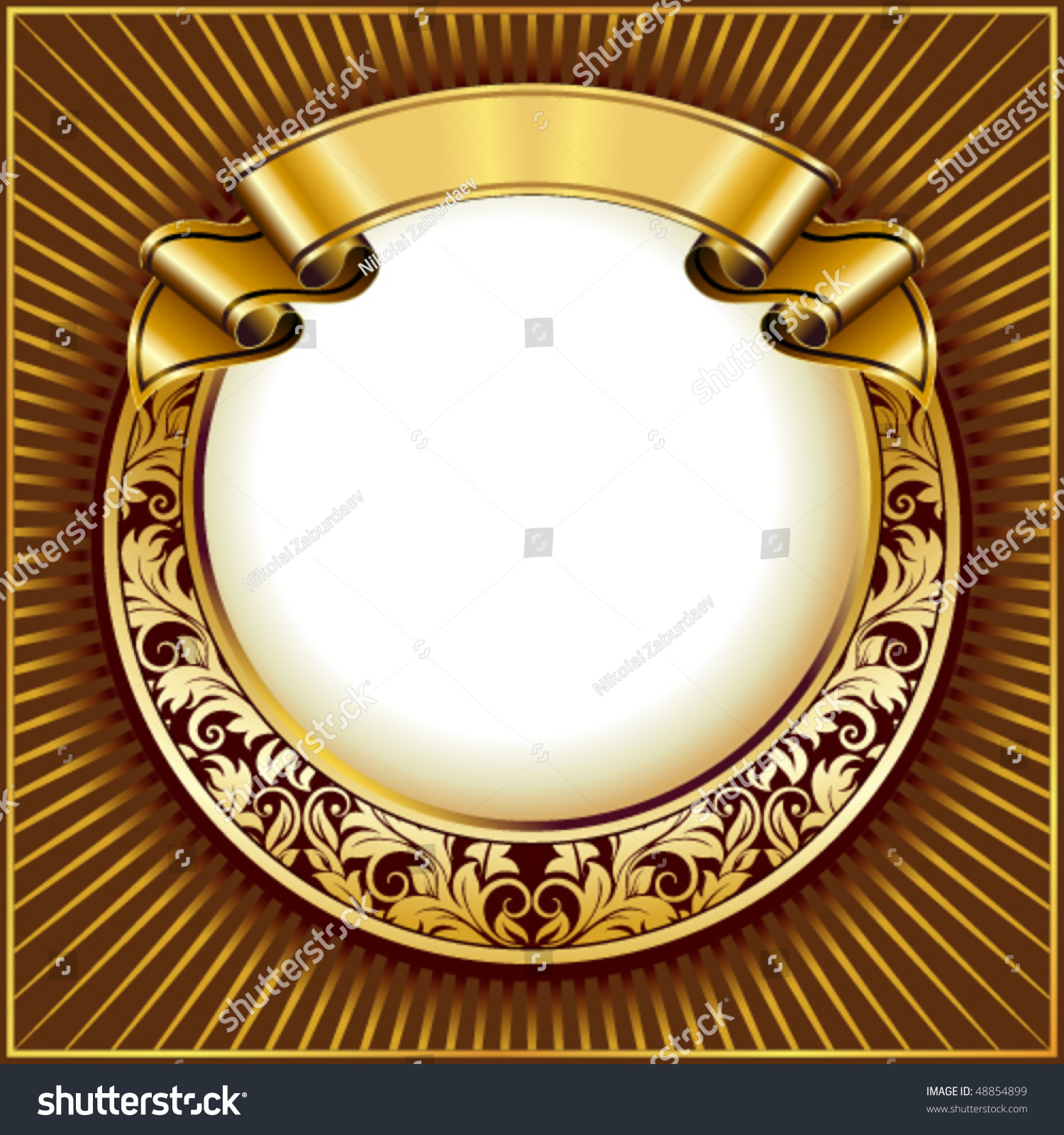 Gold Vintage Circle Frame Ribbon Stock Vector 48854899 - Shutterstock