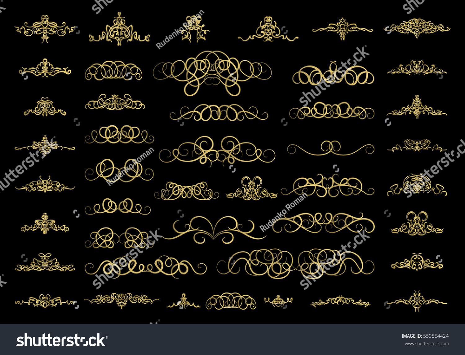 Gold Vintage Decor Elements Wicker Lines Stock Vector Royalty