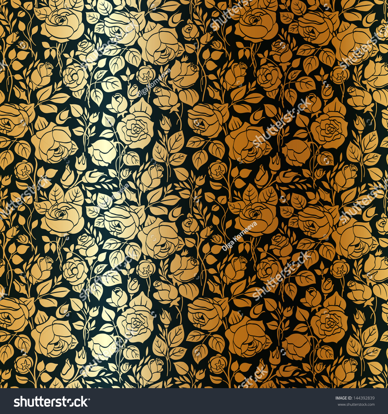 SVG of Gold vintage seamless pattern with garden roses svg