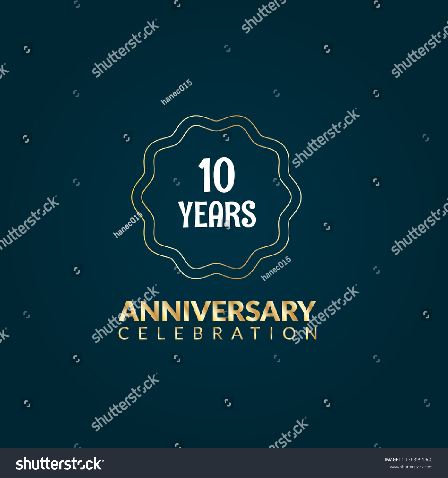 Gold 10 Years Anniversary Celebration Simple Stock Vector (Royalty Free ...