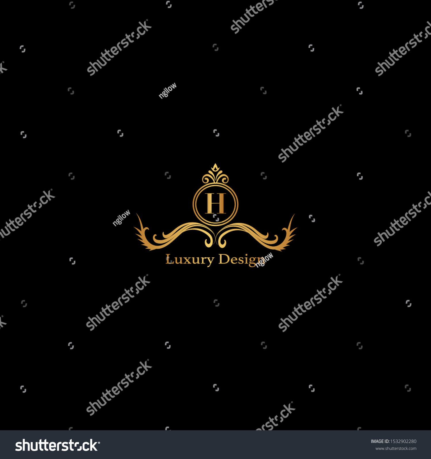 Golden Abstract Luxury Letter H Logo Stock Vector (Royalty Free ...