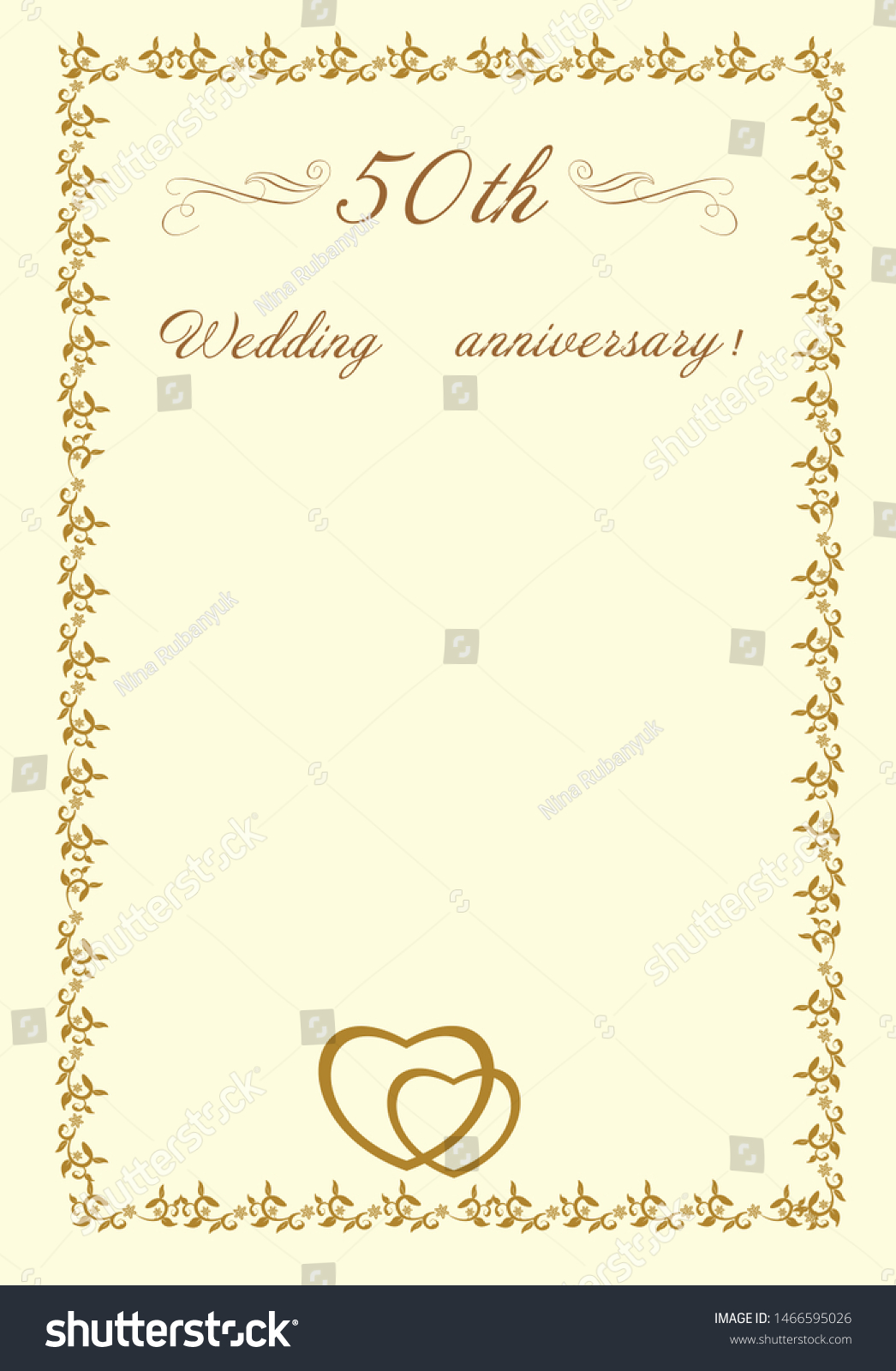 SVG of Golden  anniversary card for greetings and writing text. Golden 50th wedding  celebrate wedding.Wedding invitation card white background. Wedding elements Invitation card. svg