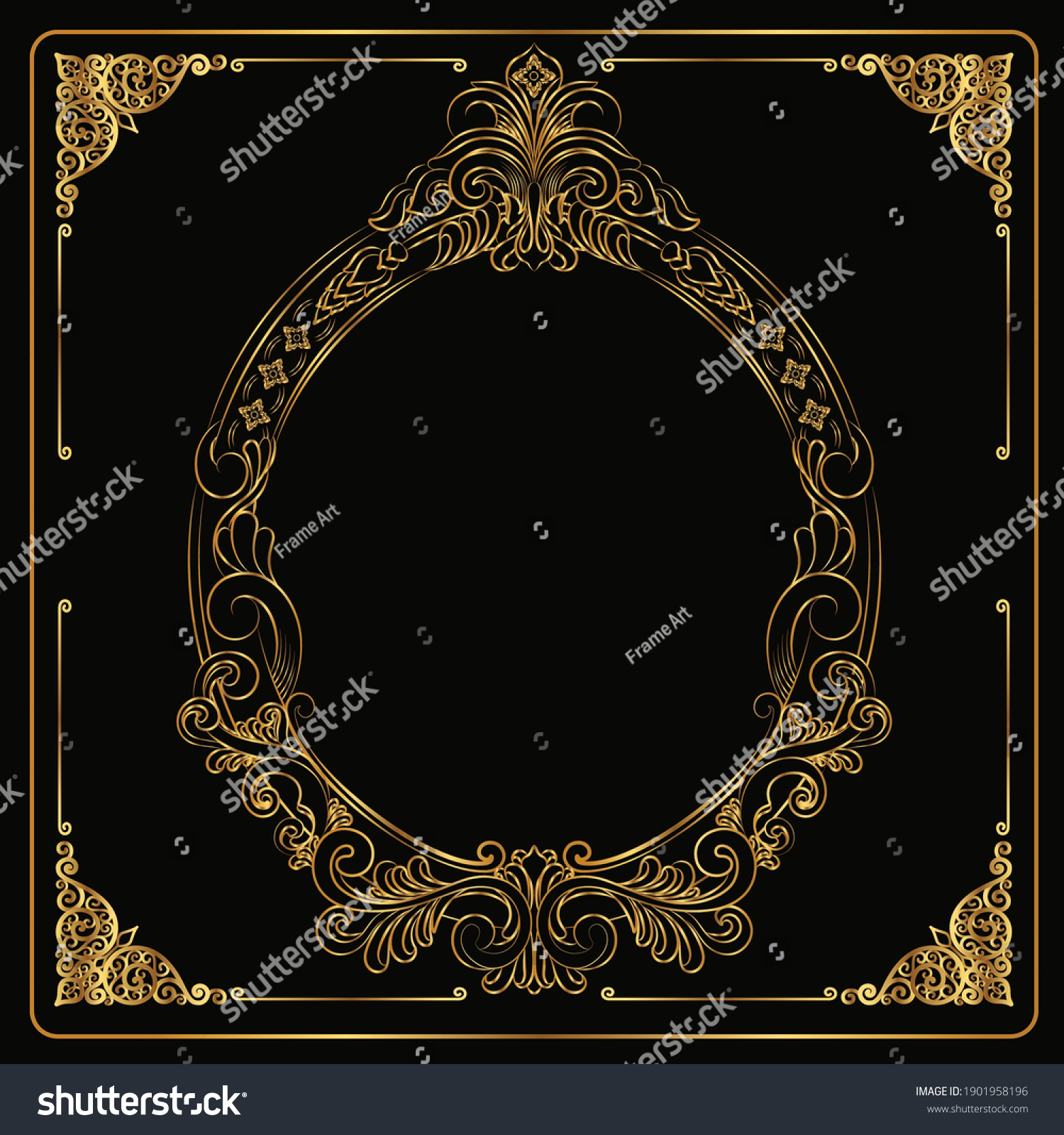 Golden Antique Wedding Frame Gold Photo Stock Vector (Royalty Free ...