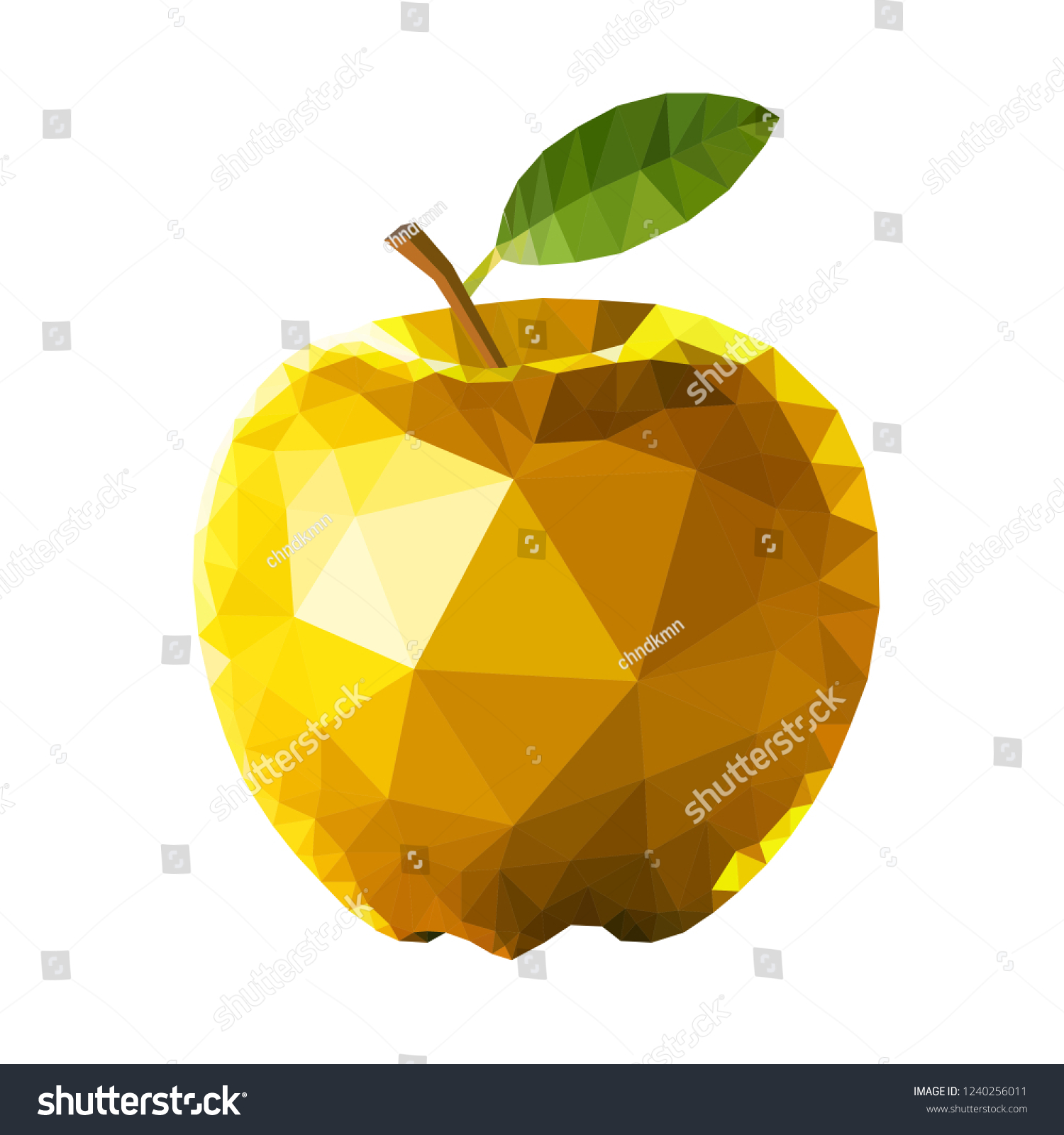 Golden Apple Polygon Design Crystal Like Stock Vector Royalty Free