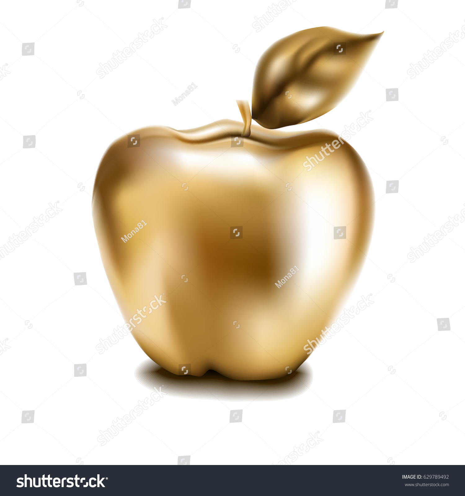 Golden Apple Vector Illustration Stock Vector Royalty Free