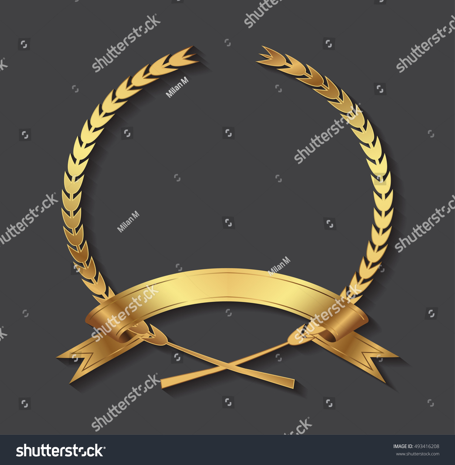 Golden Award Laurel Wreath Laurel Wreath Stock Vector Royalty Free 493416208 Shutterstock