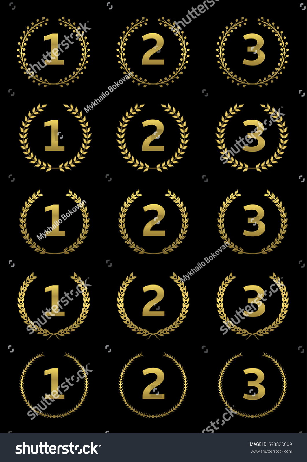Golden Award Set First Second Third Stock Vector (Royalty Free ...