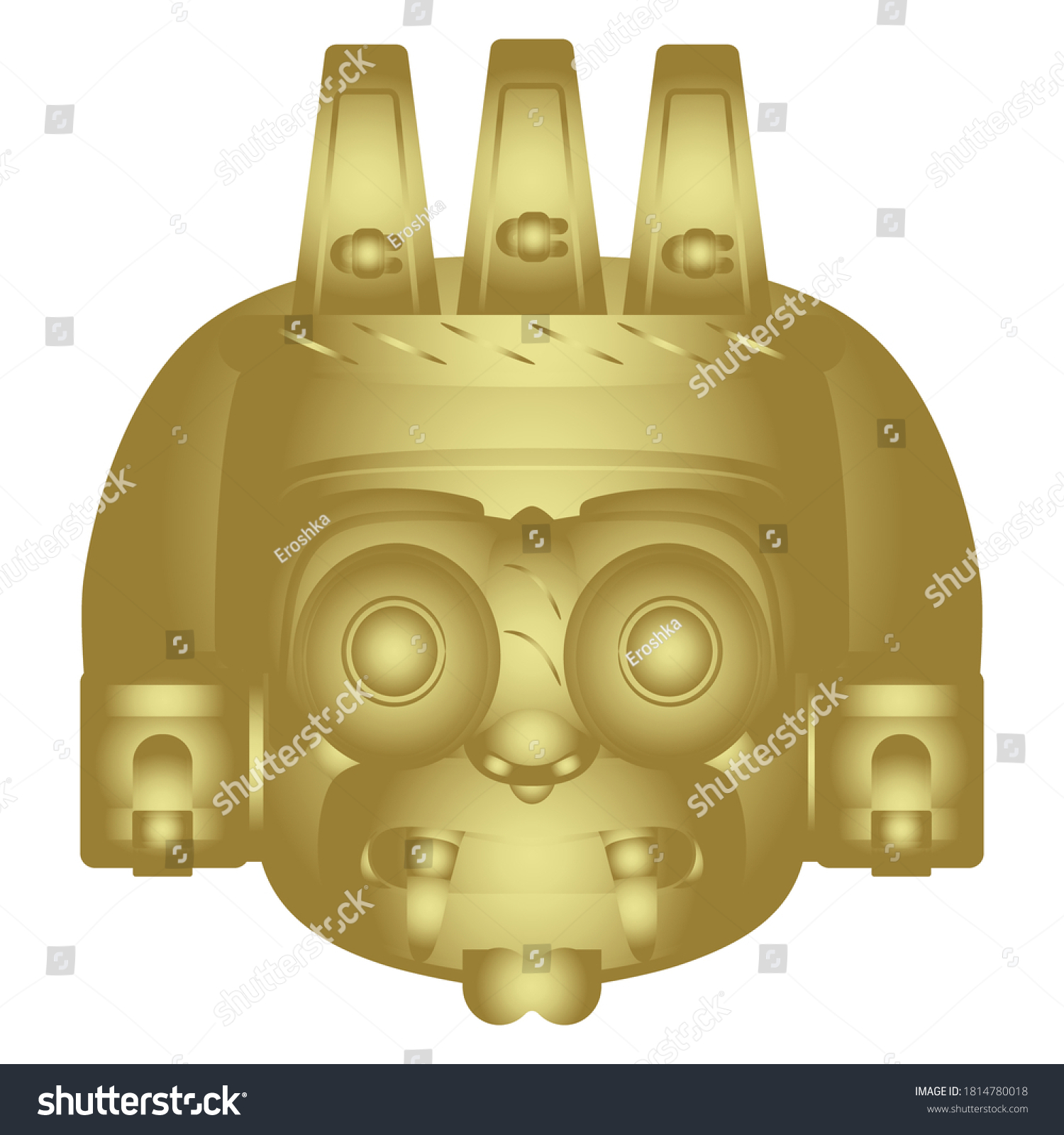 Golden Aztec Mask God Rain Tlaloc Stock Vector Royalty Free