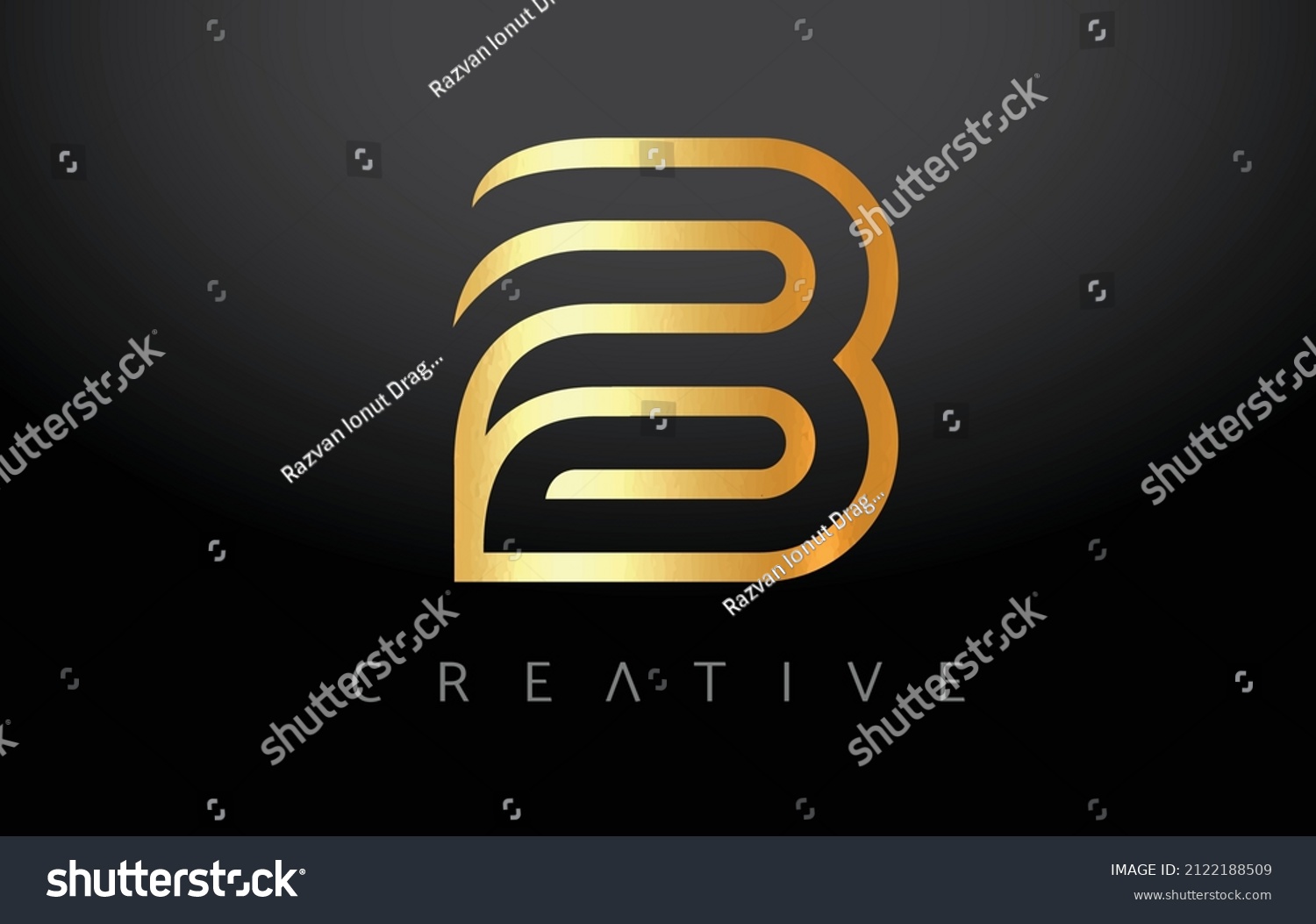 Golden B Letter Concept Lines Monogram Stock Vector (Royalty Free ...