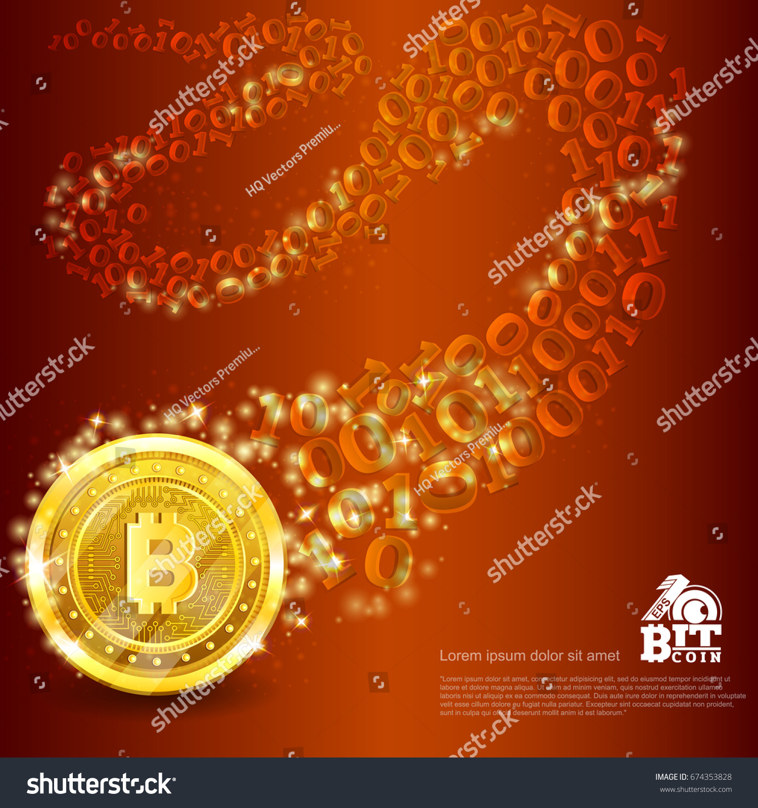 SVG of Golden bit coins and stars on red glossy background svg