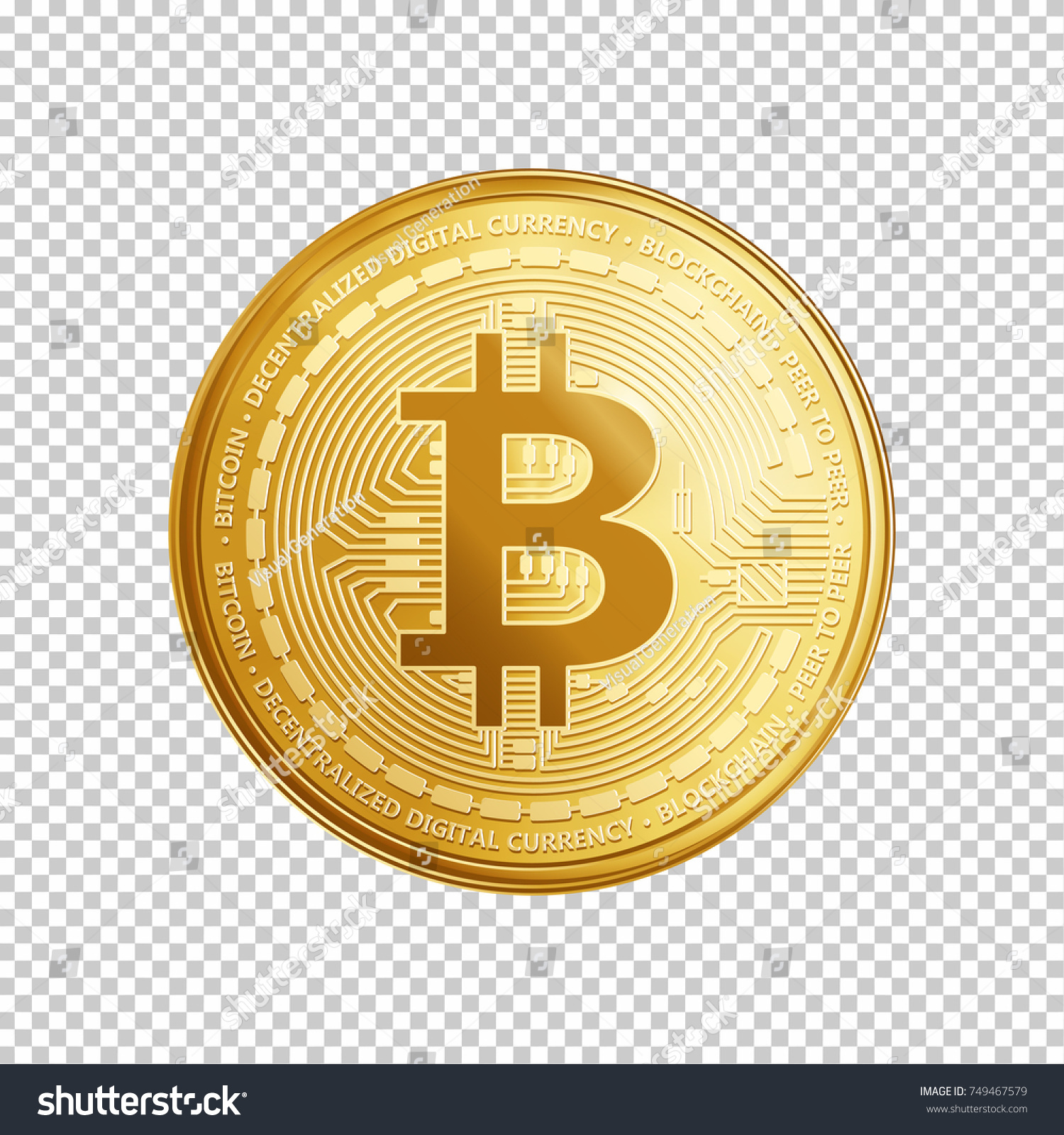 SVG of Golden bitcoin coin. Crypto currency golden coin bitcoin symbol isolated on transparent background. Realistic vector illustration. svg