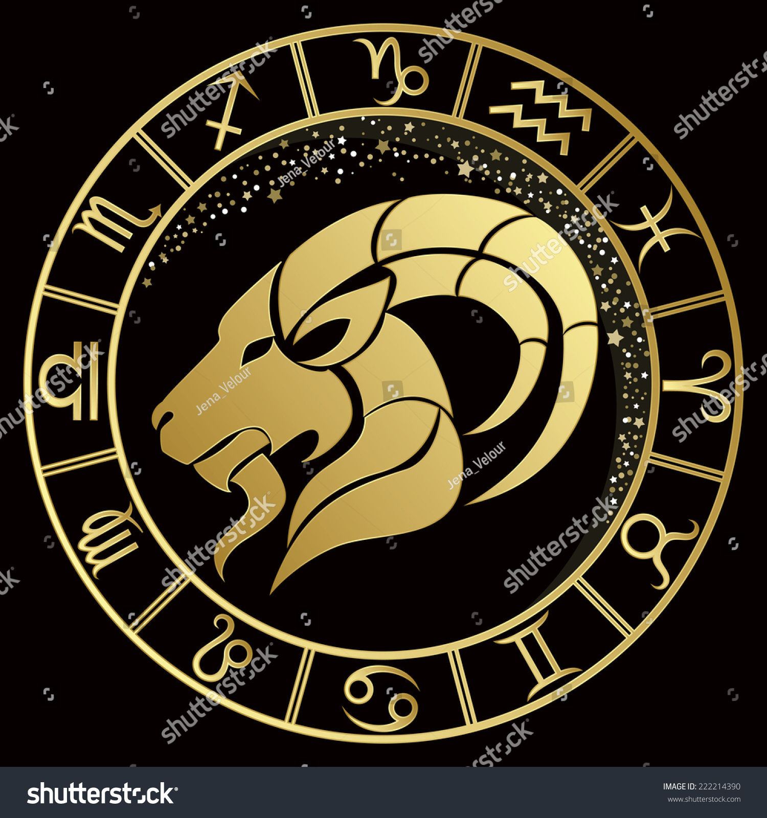 Golden Capricorn Zodiac Sign Vector Illustration Stock Vector 222214390 ...