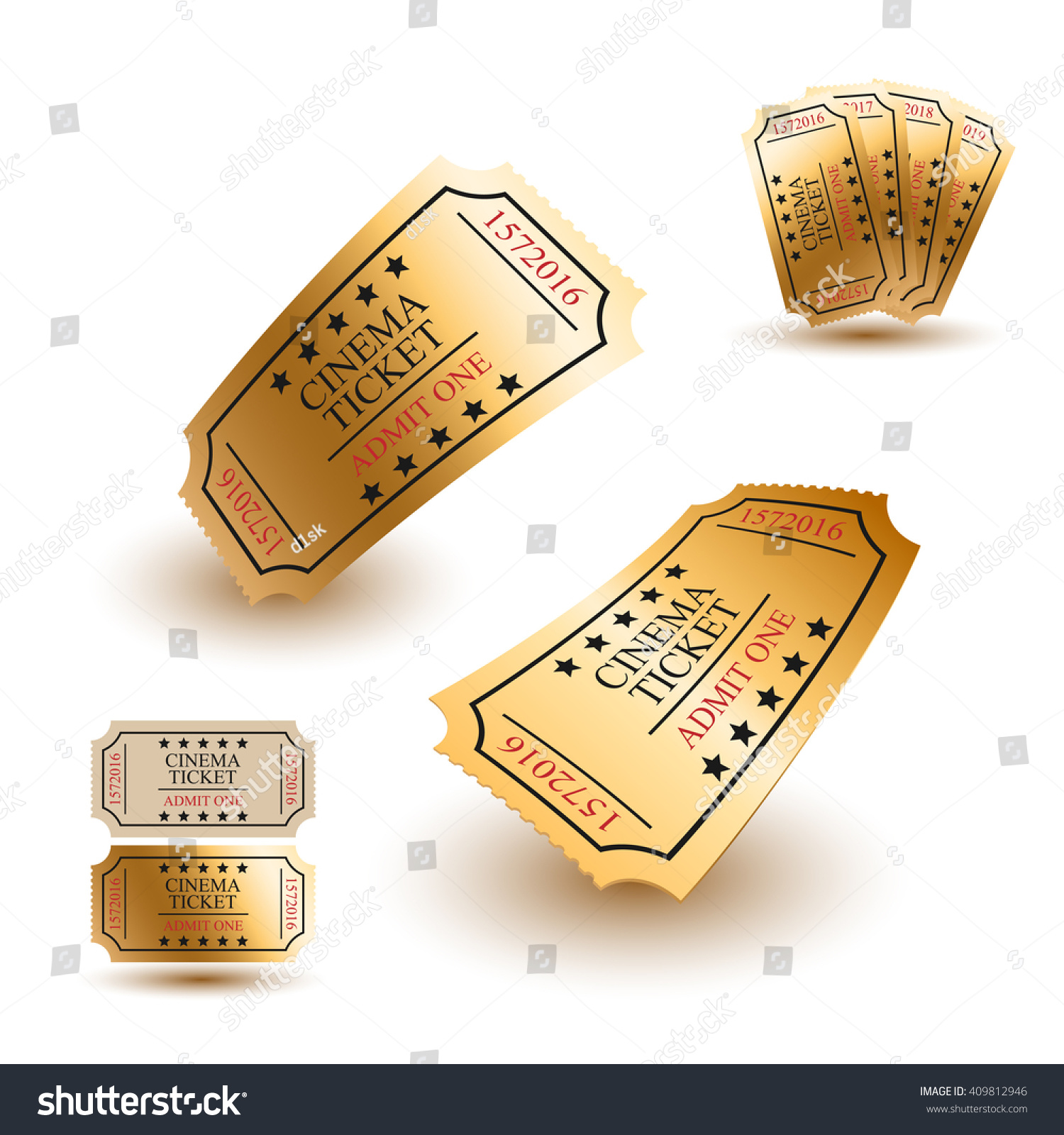 Golden Cinema Tickets Stock Vector (Royalty Free) 409812946 | Shutterstock