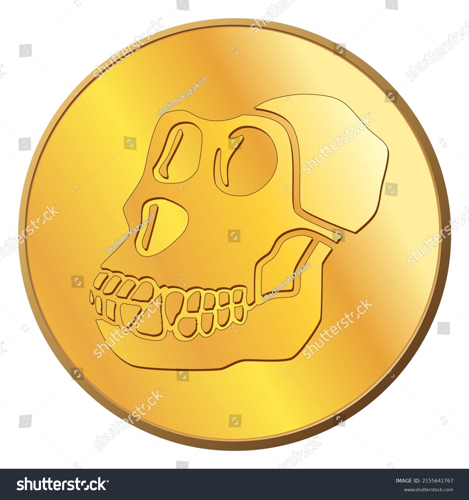 SVG of Golden coin ApeCoin APE in front view isolated on white. Cryptocurrency logo icon on coin. Tokens allocated for BAYC and MAYC NFT holders for for WEB3 economy. Vector illustration. svg