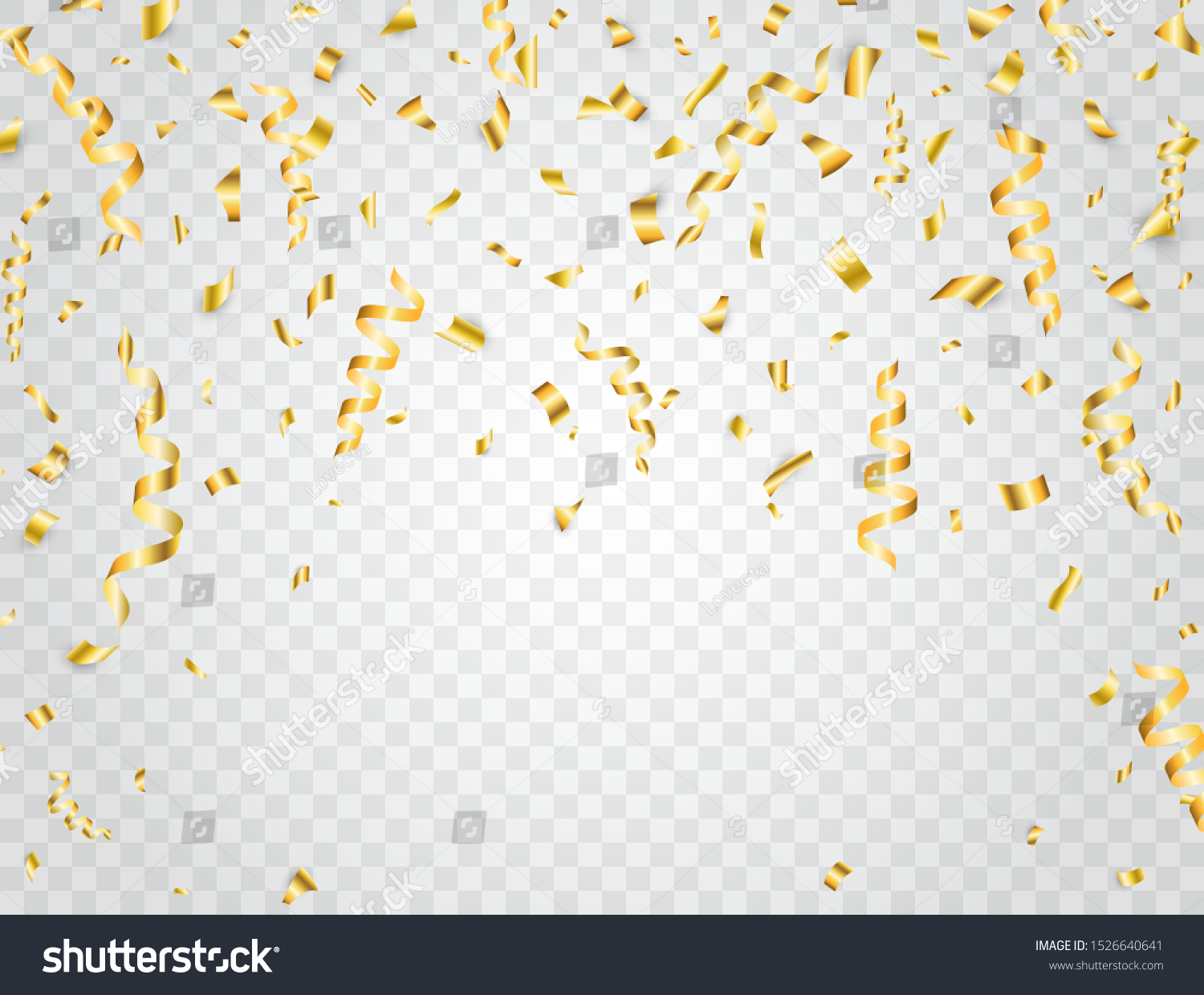 Golden Confetti On Transparent Background Falling Stock Vector (Royalty ...