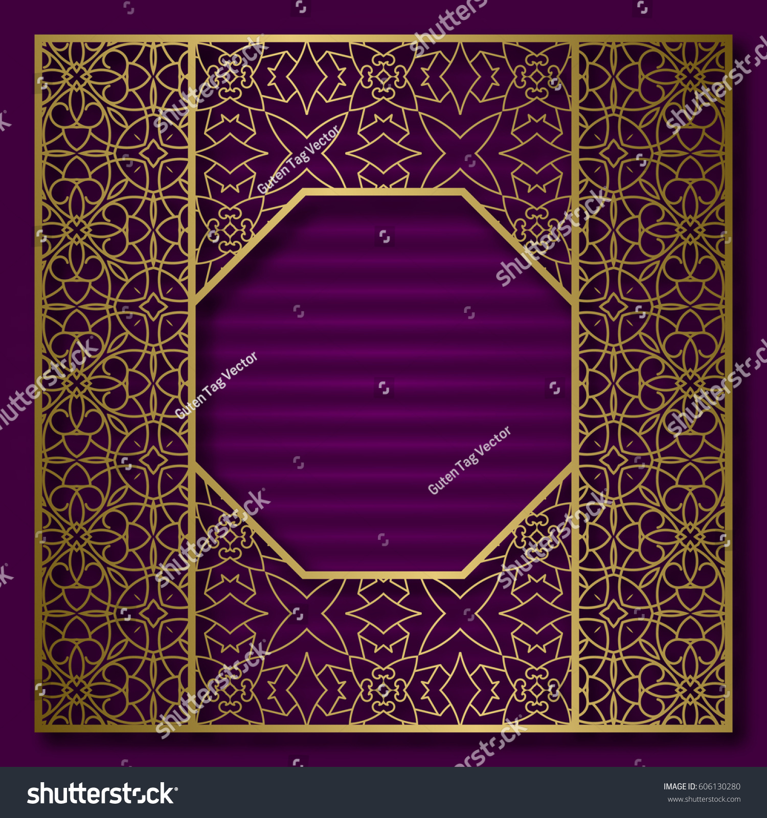 Golden Cover Background Traditional Patterned Frame Stock Vector 