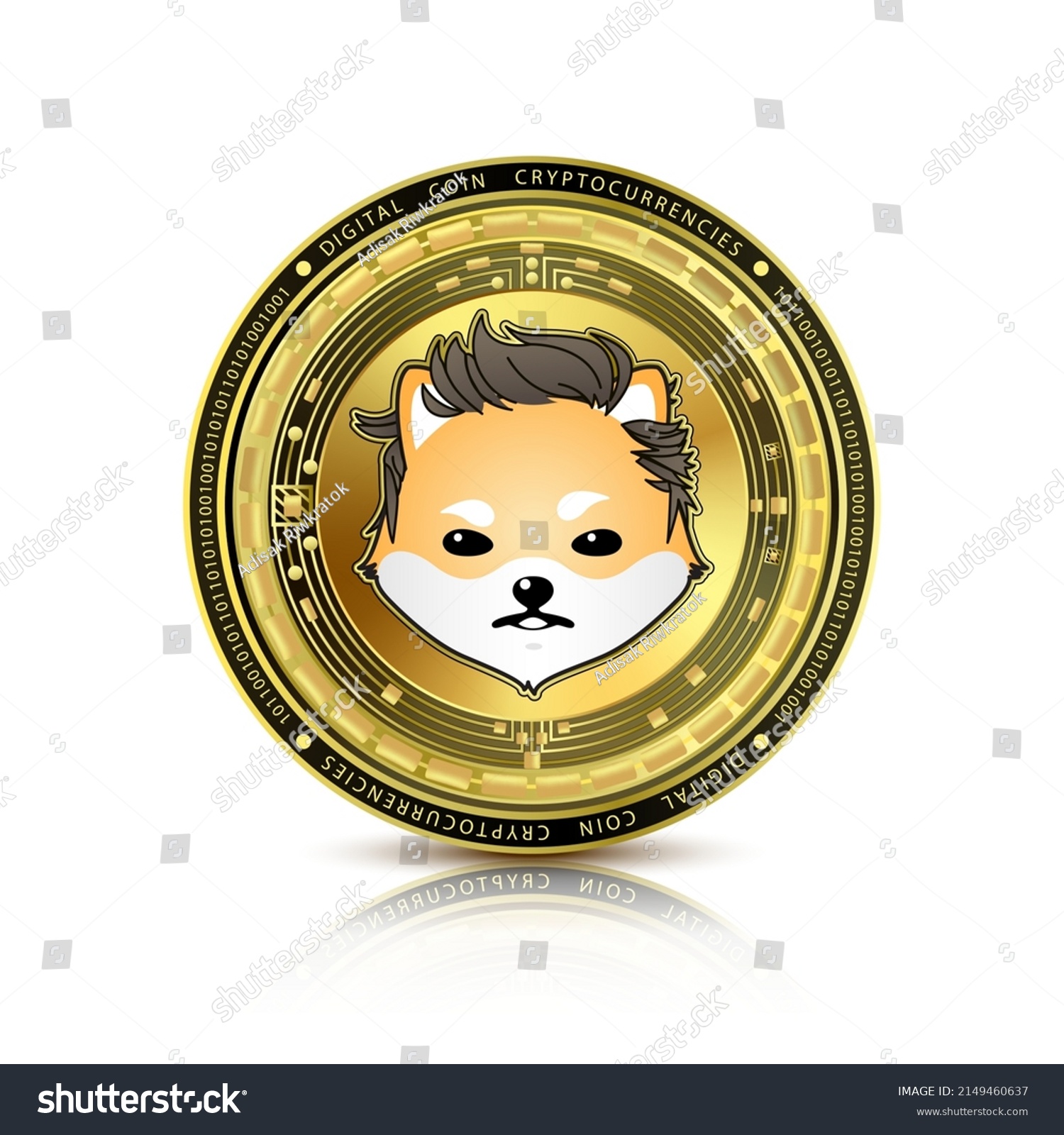 SVG of Golden Dogelon Mars currency coin. Electronic crypto currency technology. Digital cryptocurrency block chain market token. Realistic 3D vector. Isolated on white background. svg
