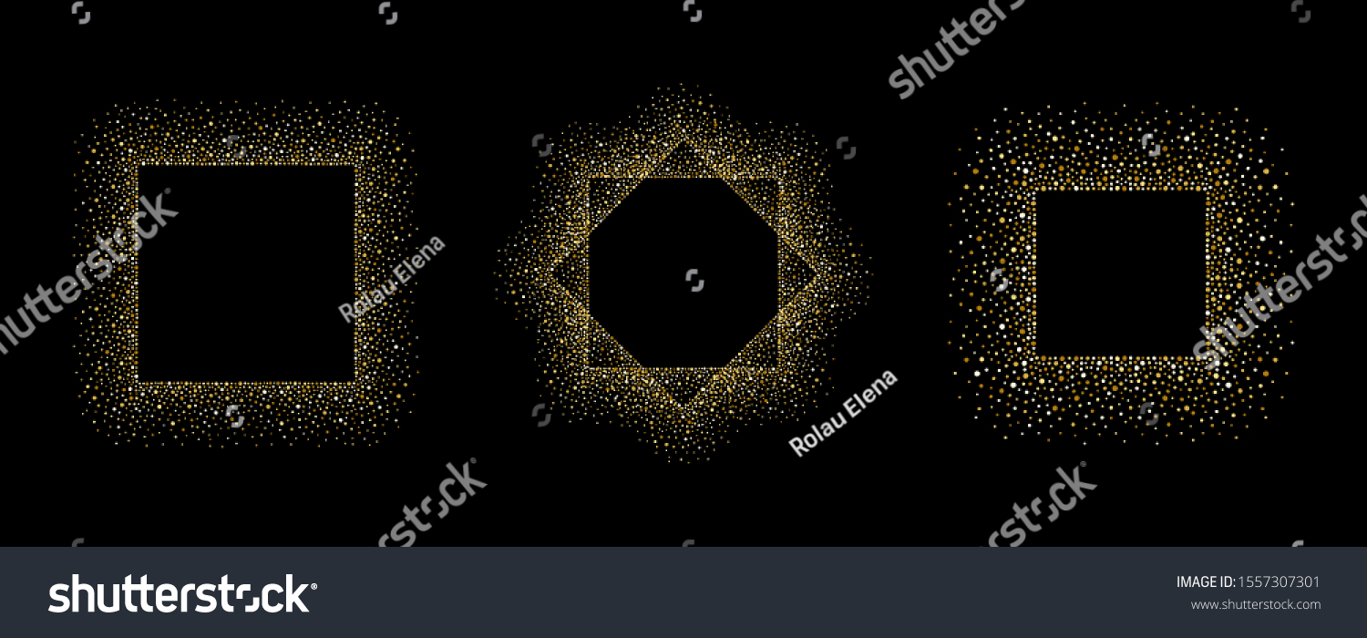 Golden Dot Frames Set Collection Glittering Stock Vector (Royalty Free ...