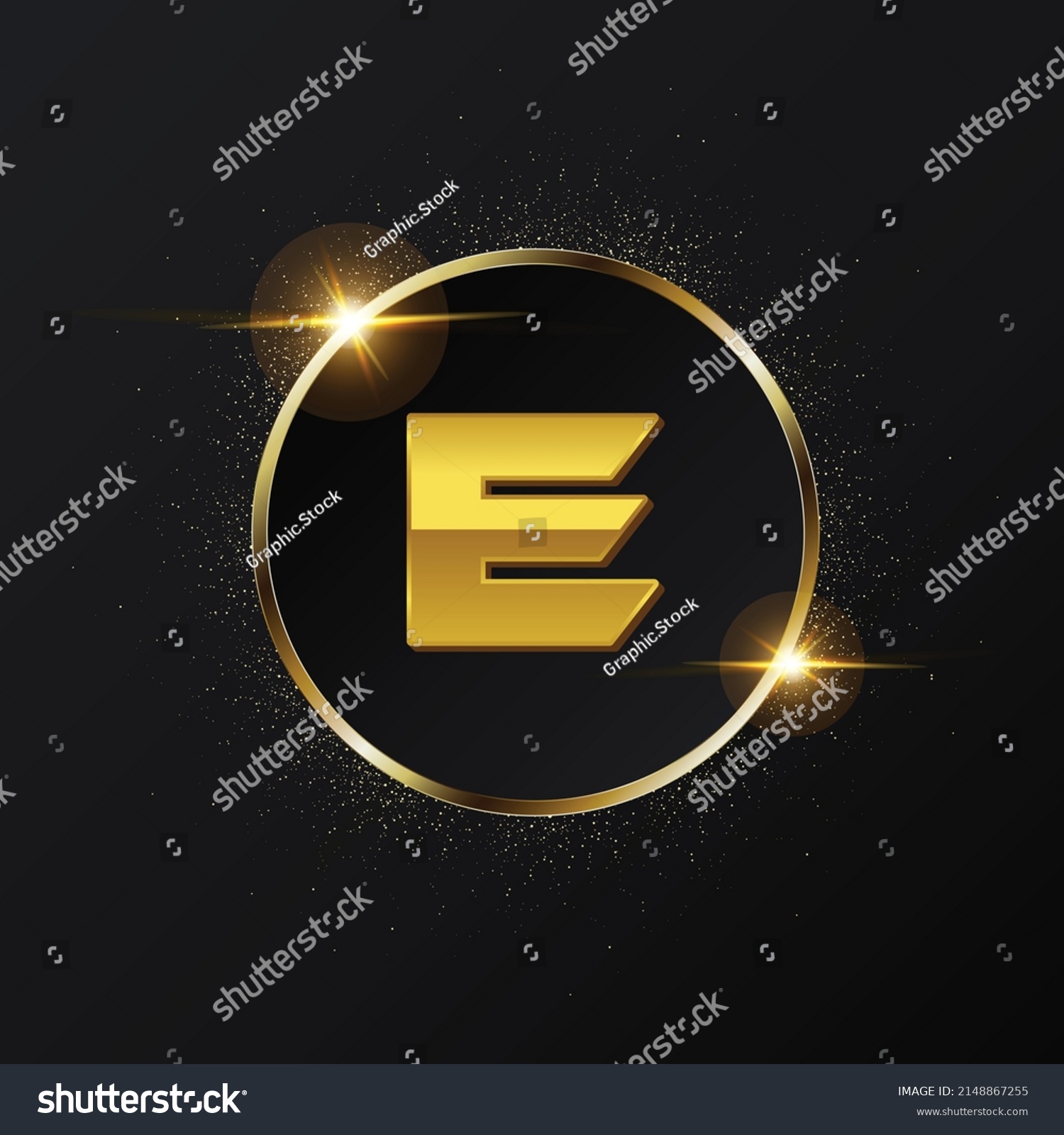 Golden E Letter Logo Rounded Letter Stock Vector (Royalty Free ...