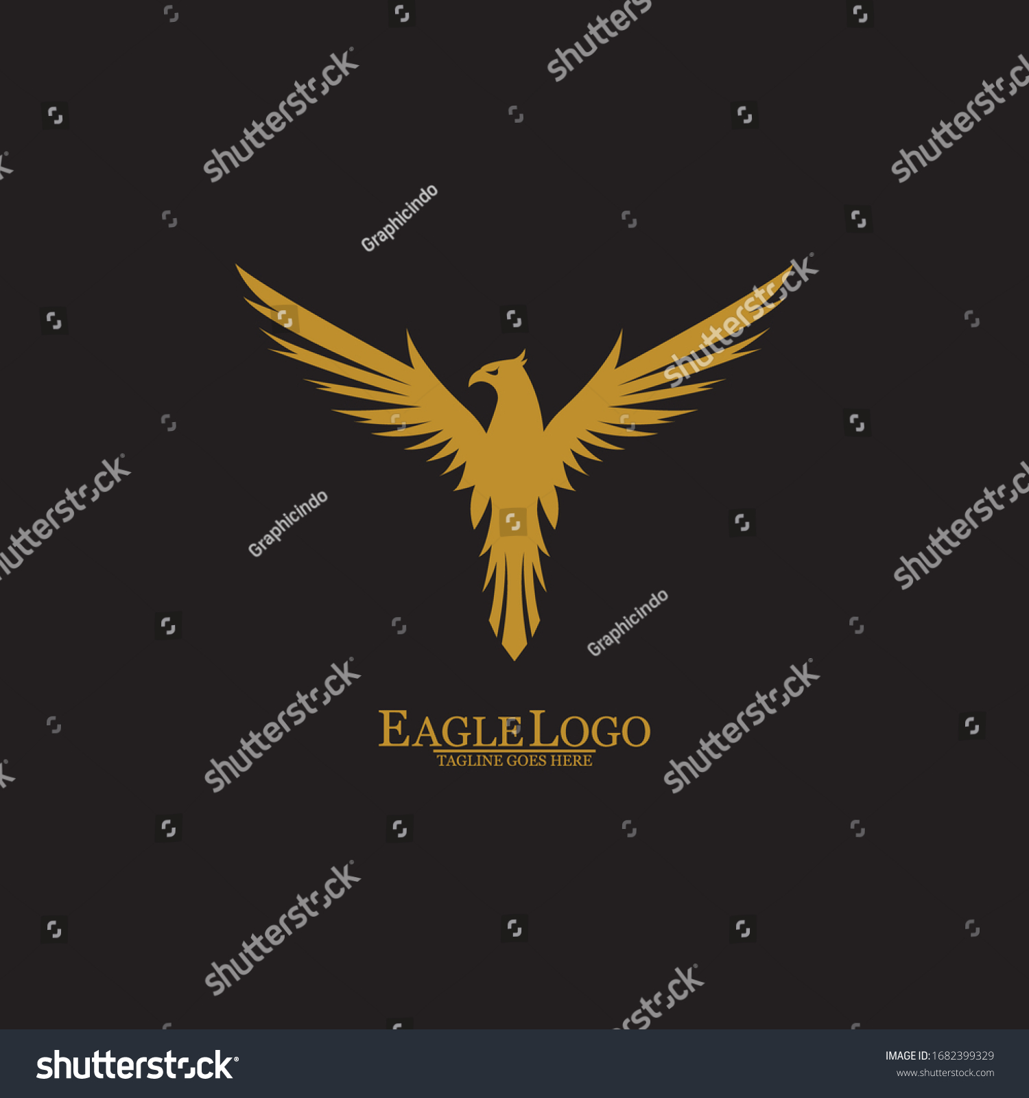 Golden Eagle Black Background Vector Illustration Stock Vector Royalty Free