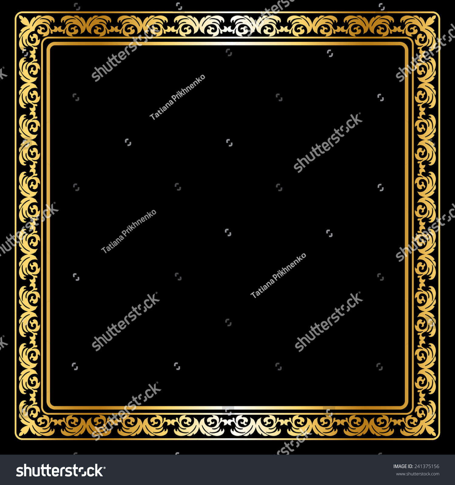 Golden Elegant Frame On Black Background Stock Vector (Royalty Free ...