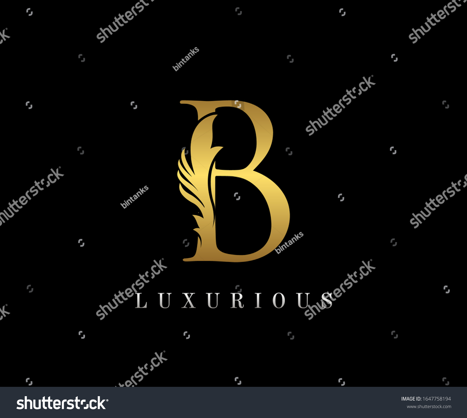 Golden Elegant Letter B Graceful Royal Stock Vector (Royalty Free ...