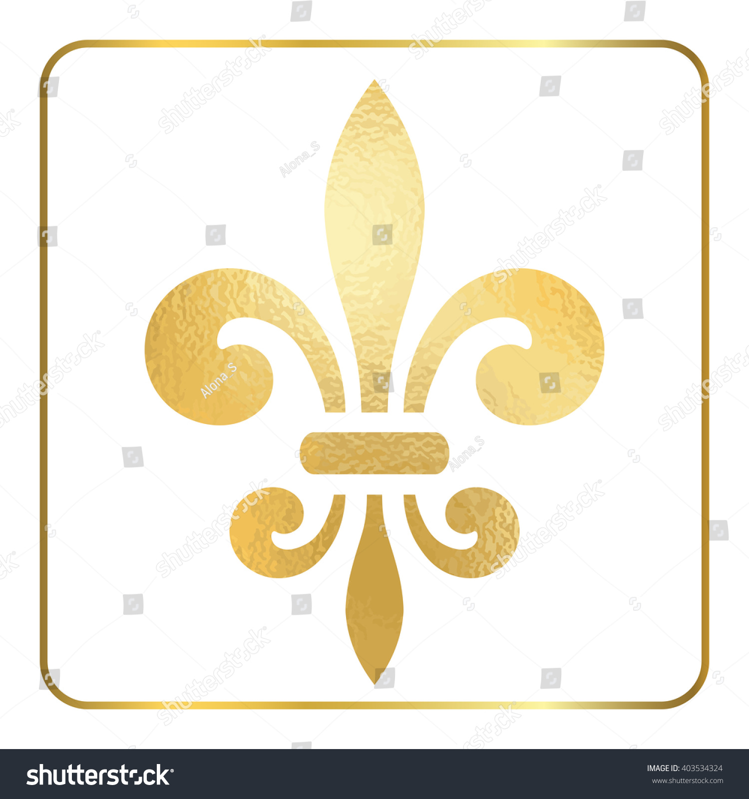 Golden Fleur-De-Lis Heraldic Emblem. Gold Foil Sign, Isolated On White ...