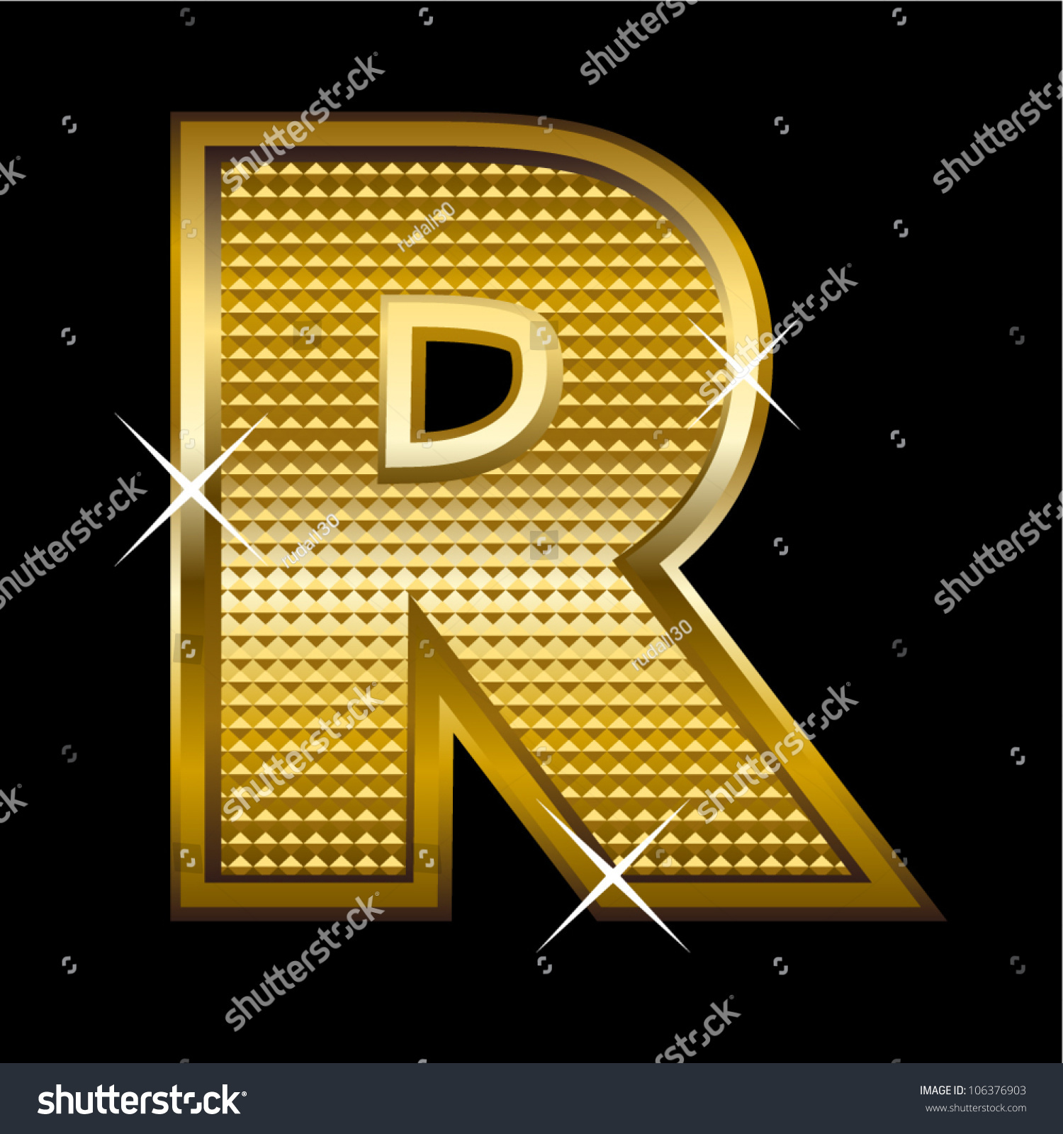 Golden Font Type Letter R Stock Vector Illustration 106376903 ...