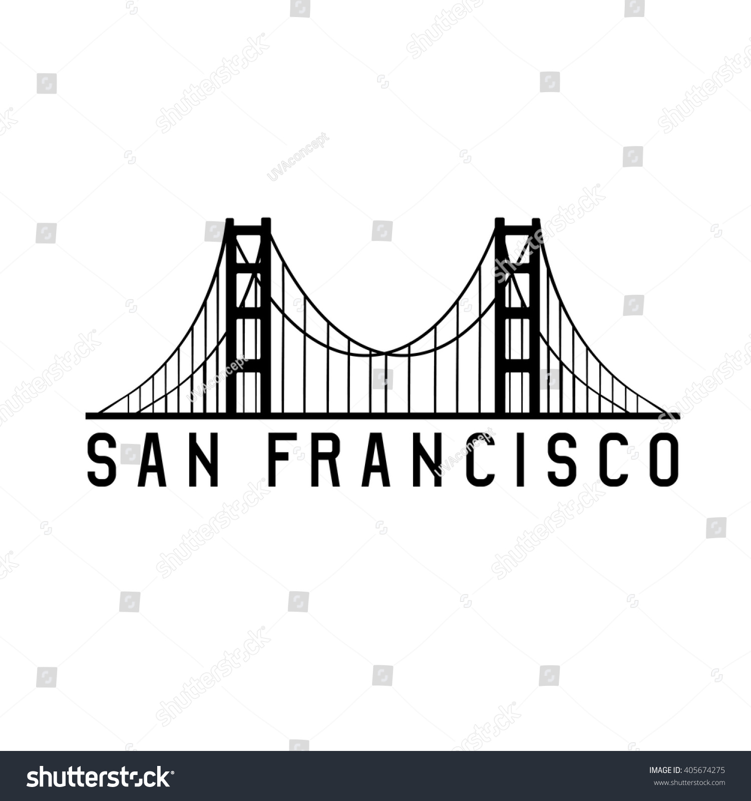 Golden Gate Bridge San Francisco Vector Stock Vector 405674275 ...