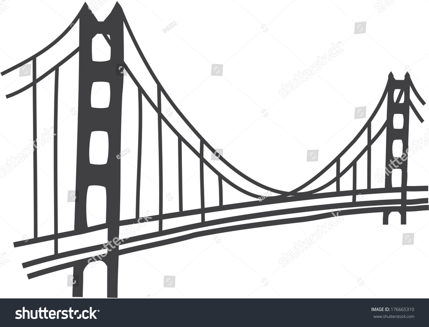 Golden Gate Bridge Vector Stock Vector 176665310 - Shutterstock