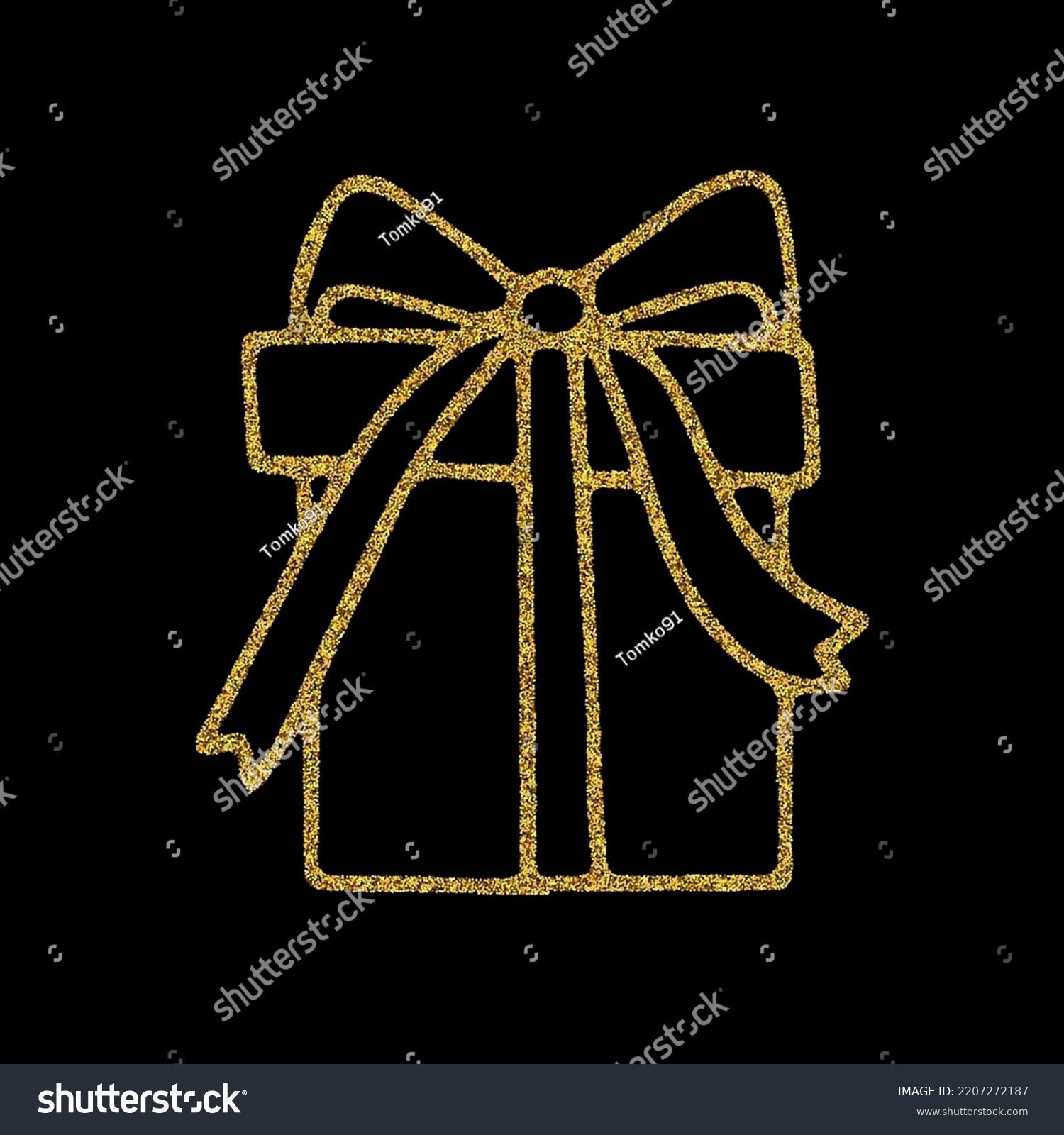 SVG of Golden gift with a bow. Shiny icon. svg