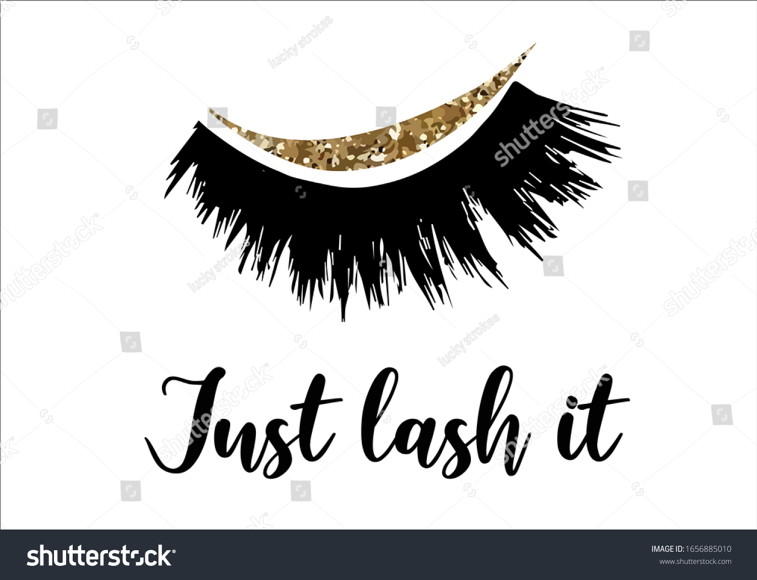Golden Glitter Eyelashes Design Vector Stock Vector (Royalty Free) 1656885010 Shutterstock