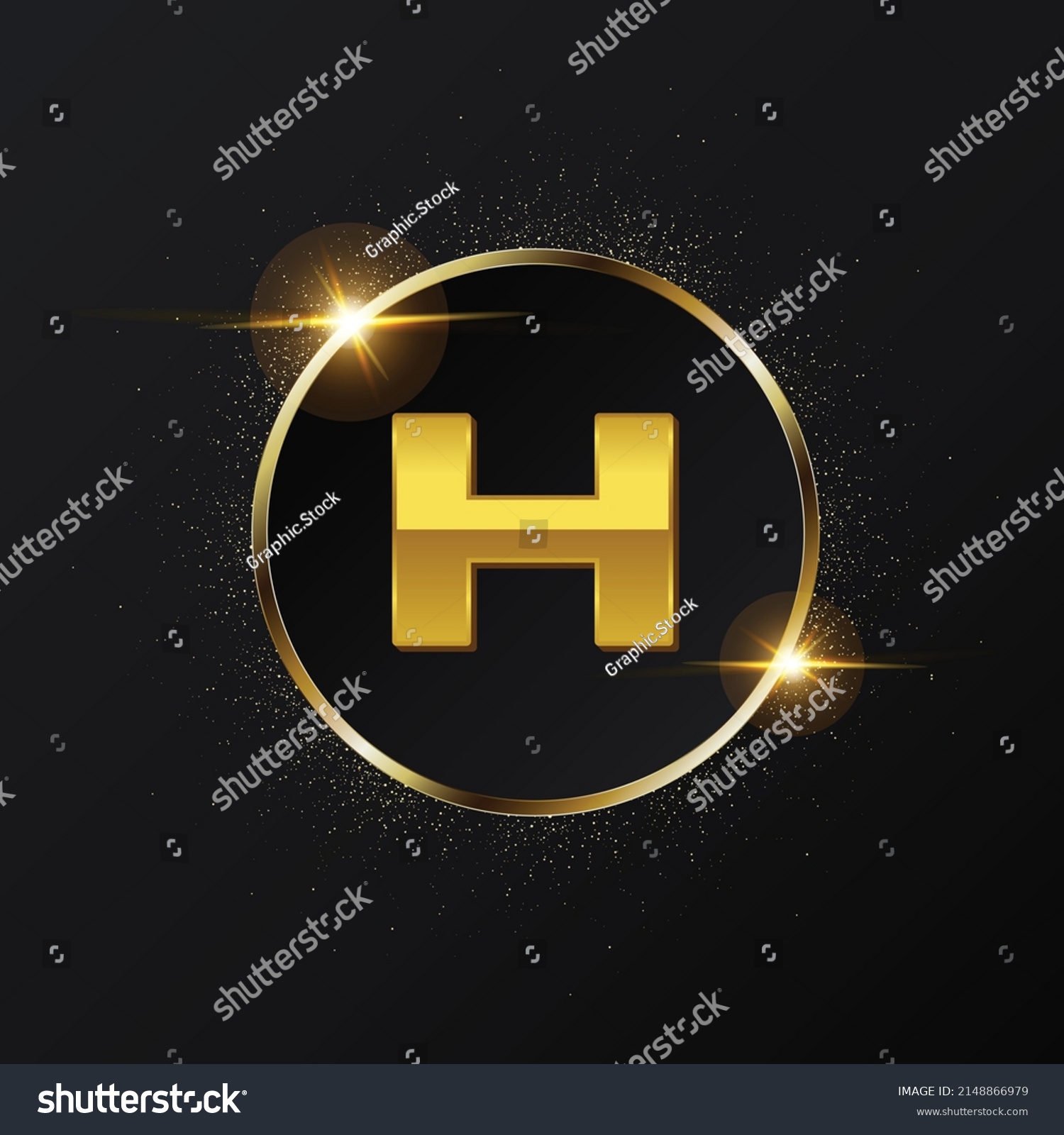 Golden H Letter Logo Rounded Letter Stock Vector (Royalty Free ...