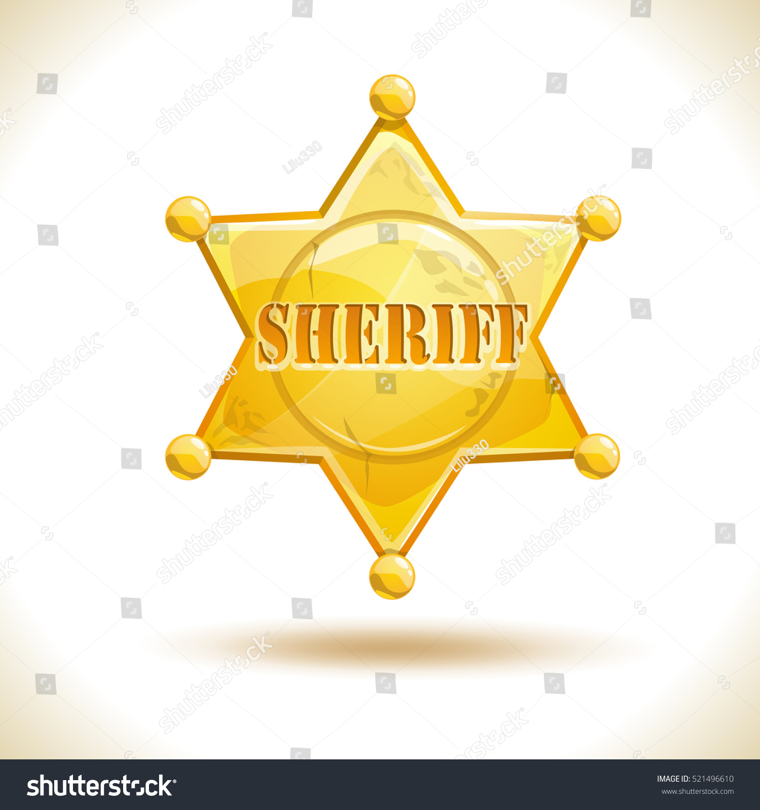 SVG of Golden hexagonal star icon, sheriff badge symbol. Vector illustration, isolated on white. svg