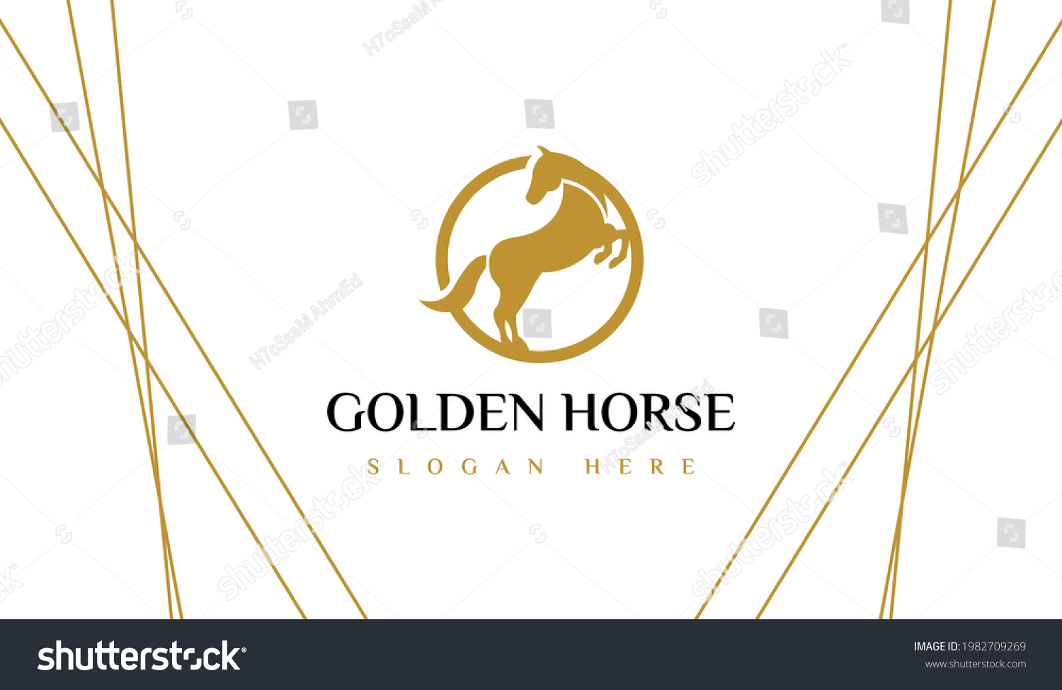 Golden Horse Logo Design Elegant Luxury Stock Vector (Royalty Free ...