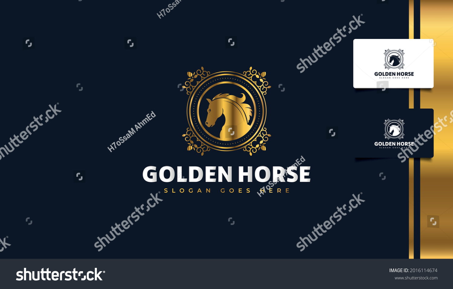 Golden Horse Logo Design Elegant Luxury Stock Vector (Royalty Free ...