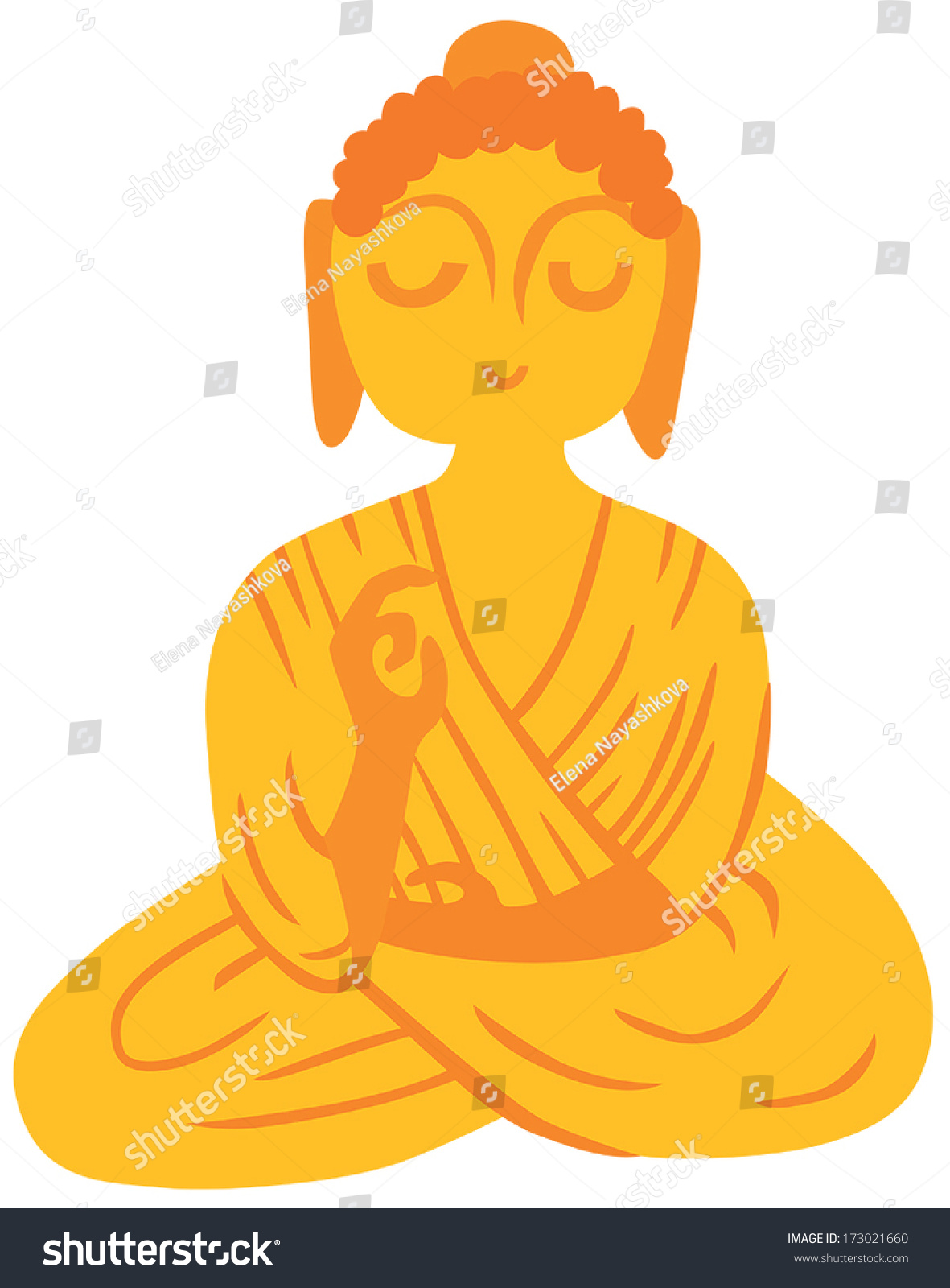 Golden Indian Buddha Statue Stock Vector (Royalty Free) 173021660