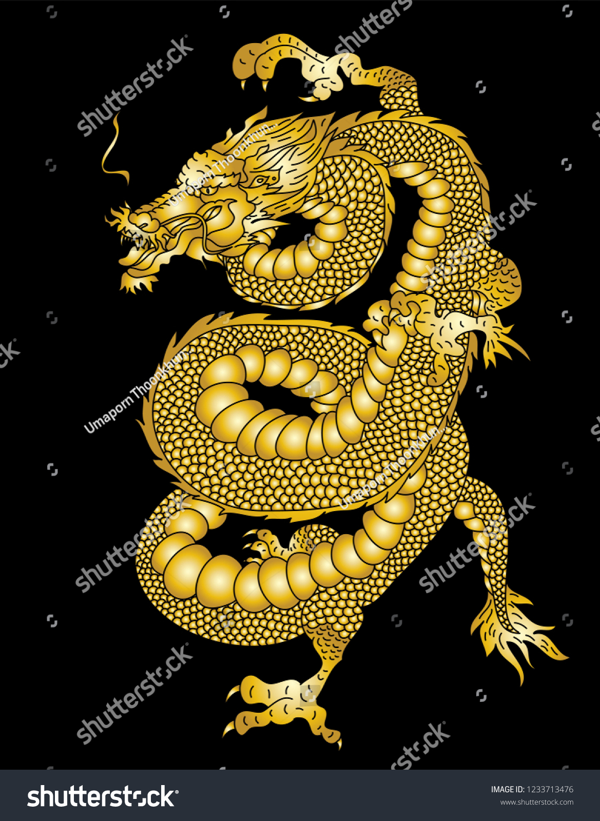 Golden Japanese Dragon Vector Tattoo Sticker Stock Vector (Royalty Free ...