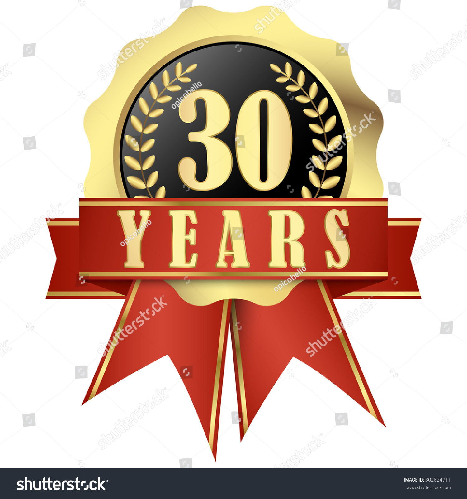 SVG of golden jubilee button with banner and ribbons for 30 years svg