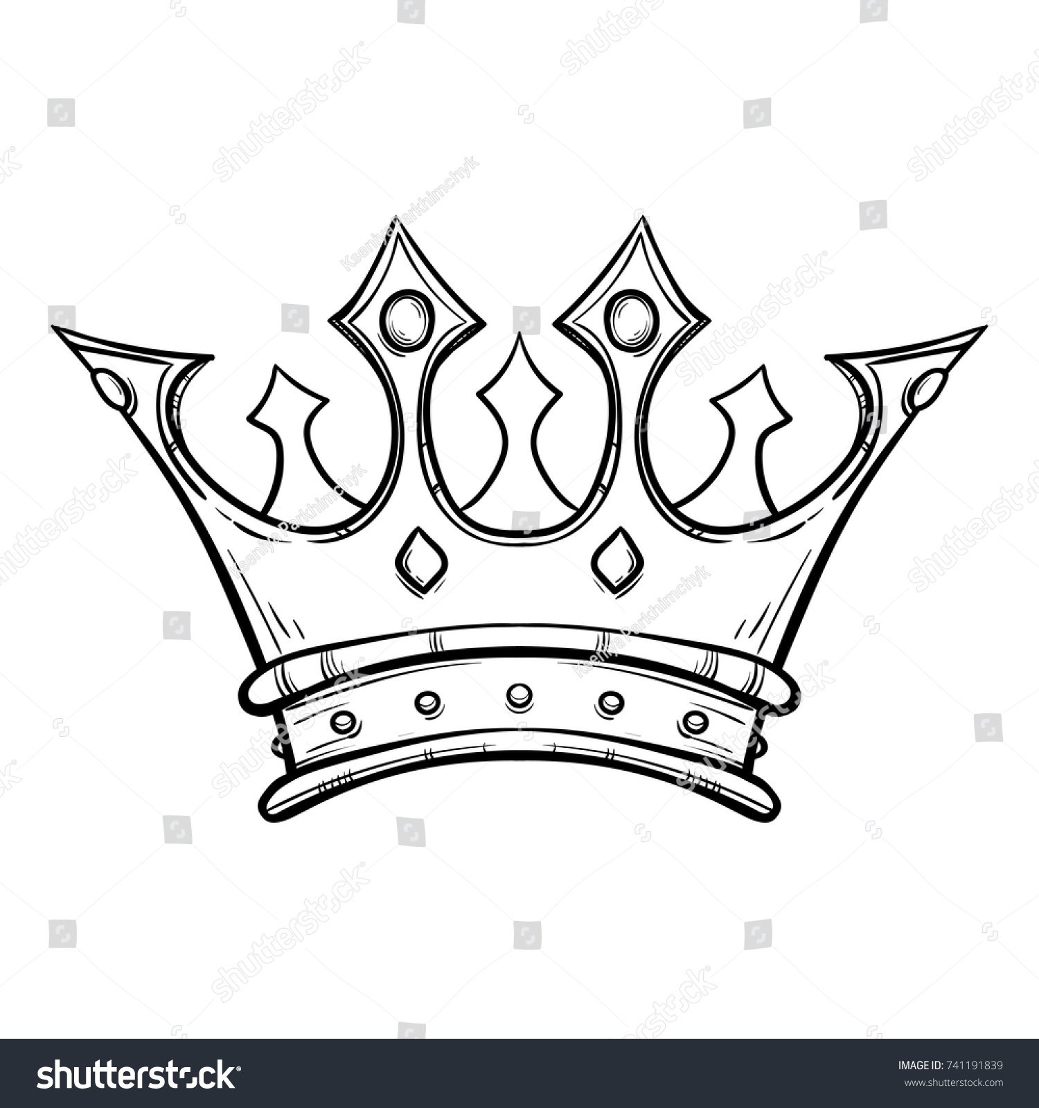 Golden King Crown Hand Drawn Vector Stock Vector (Royalty Free ...